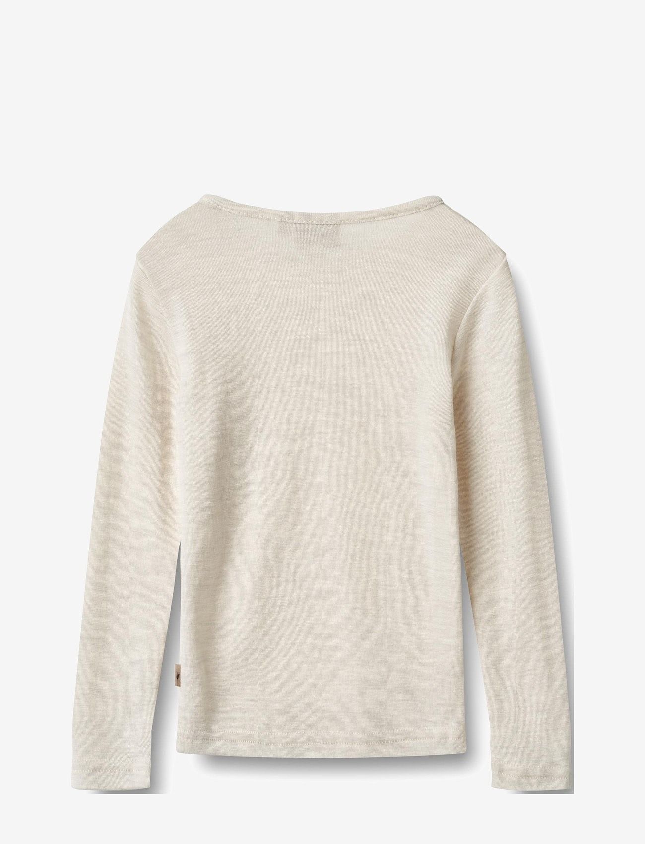 Wheat - Wool T-Shirt L/S Alfie - långärmade t-shirts - eggshell melange - 1