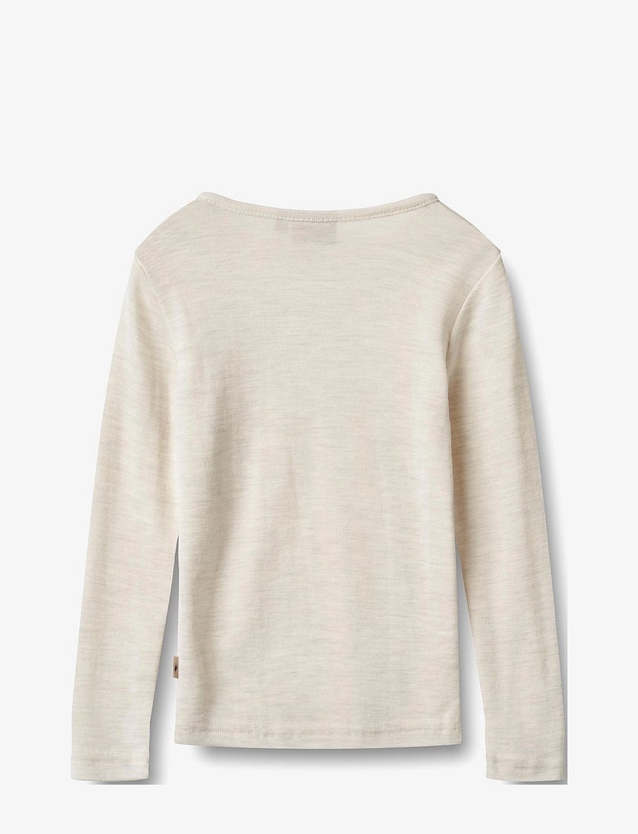 Wheat - Wool T-Shirt L/S Alfie - langärmelig - eggshell melange - 1