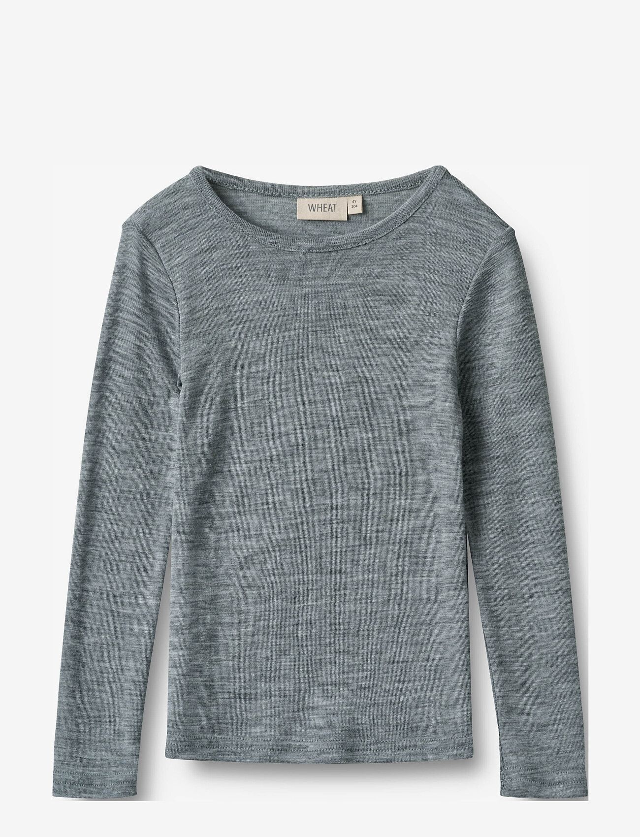 Wheat - Wool T-Shirt L/S Alfie - långärmade t-shirts - melange grey - 0
