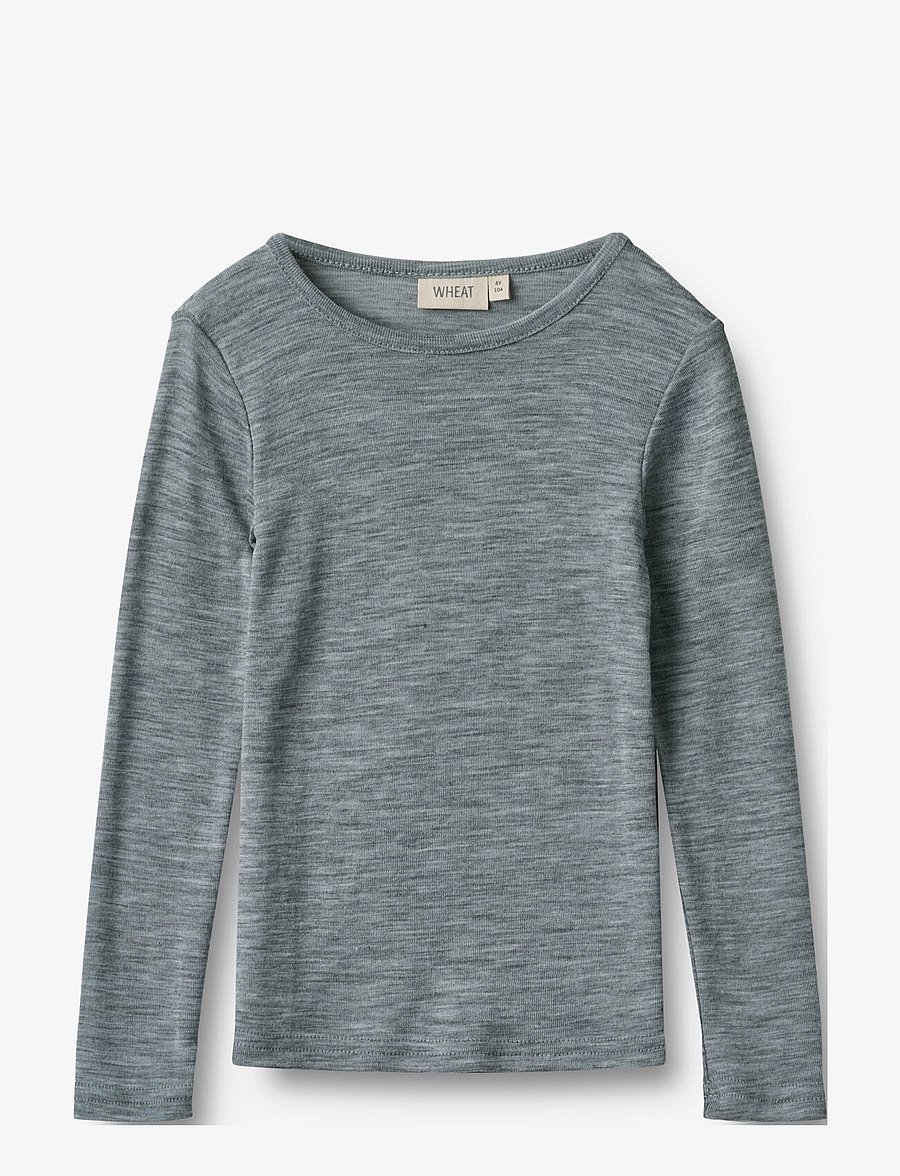 Wheat - Wool T-Shirt L/S Alfie - pikkade varrukatega t-särgid - melange grey - 0