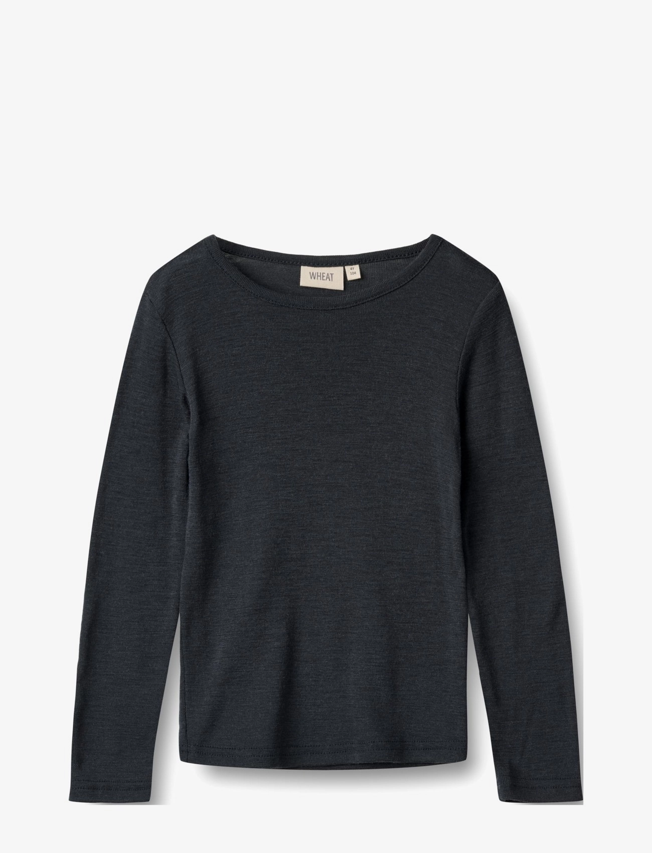 Wheat Wool T-Shirt L/S Alfie - Toppar & T-shirts - NAVY / navy