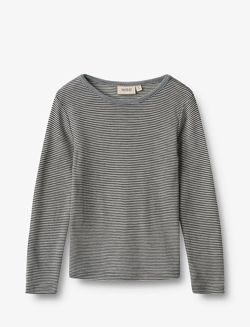 Wheat - Wool T-Shirt L/S Alfie - langärmelig - navy stripe - 0