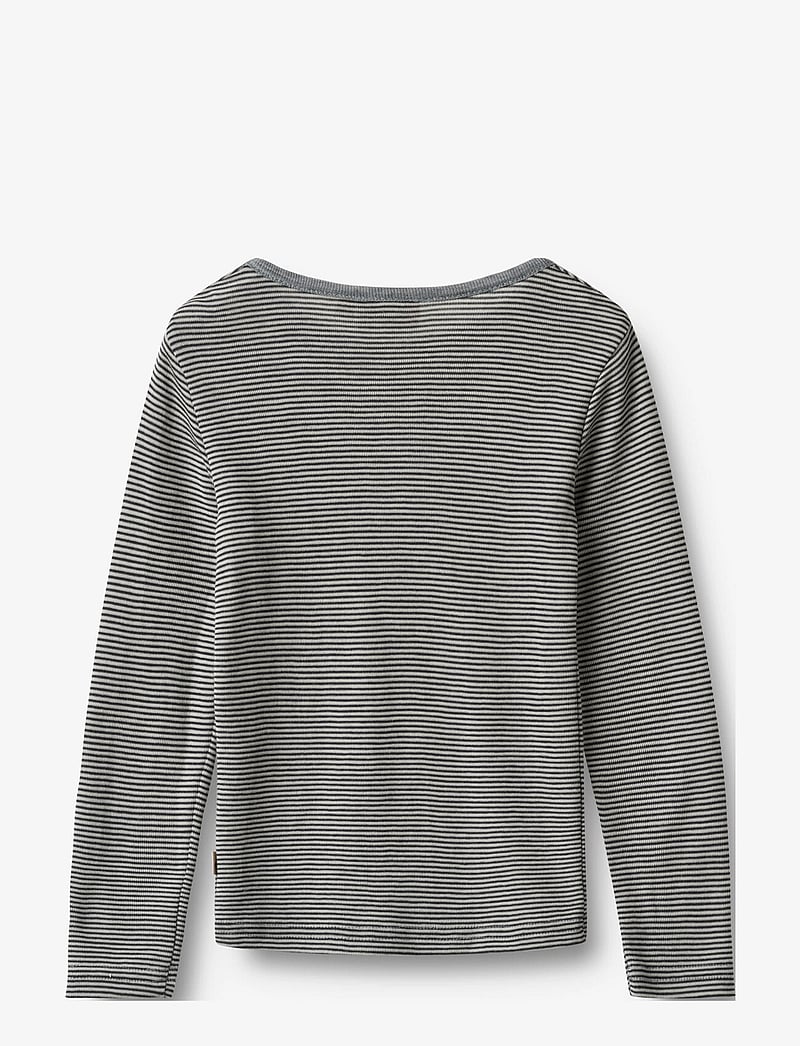 Wheat - Wool T-Shirt L/S Alfie - langärmelig - navy stripe - 1
