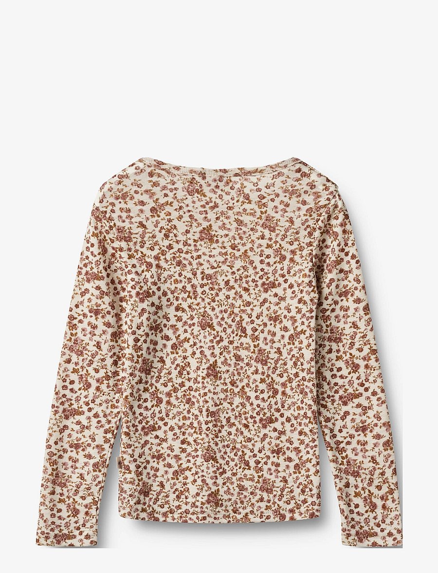 Wheat - Wool T-Shirt L/S Alfie - pikkade varrukatega t-särgid - rose flowers - 1