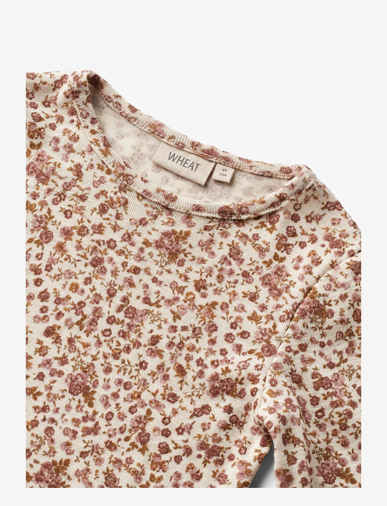 Wheat - Wool T-Shirt L/S Alfie - långärmade t-shirts - rose flowers - 2
