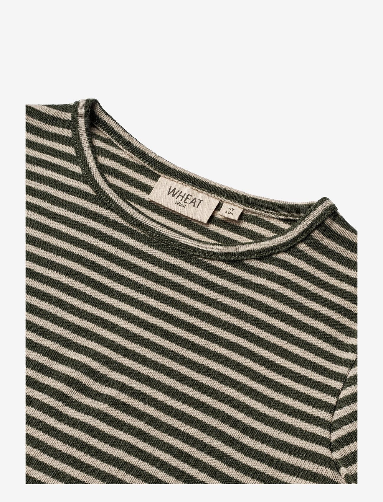 Wheat - Wool T-Shirt LS - green stripe - 2
