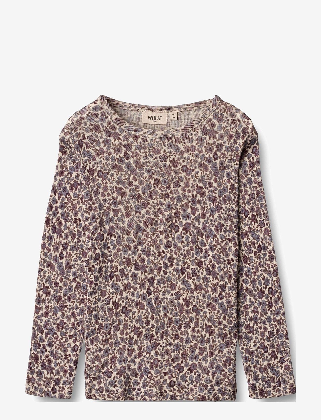 Wheat - Wool T-Shirt LS - purple flowers - 0