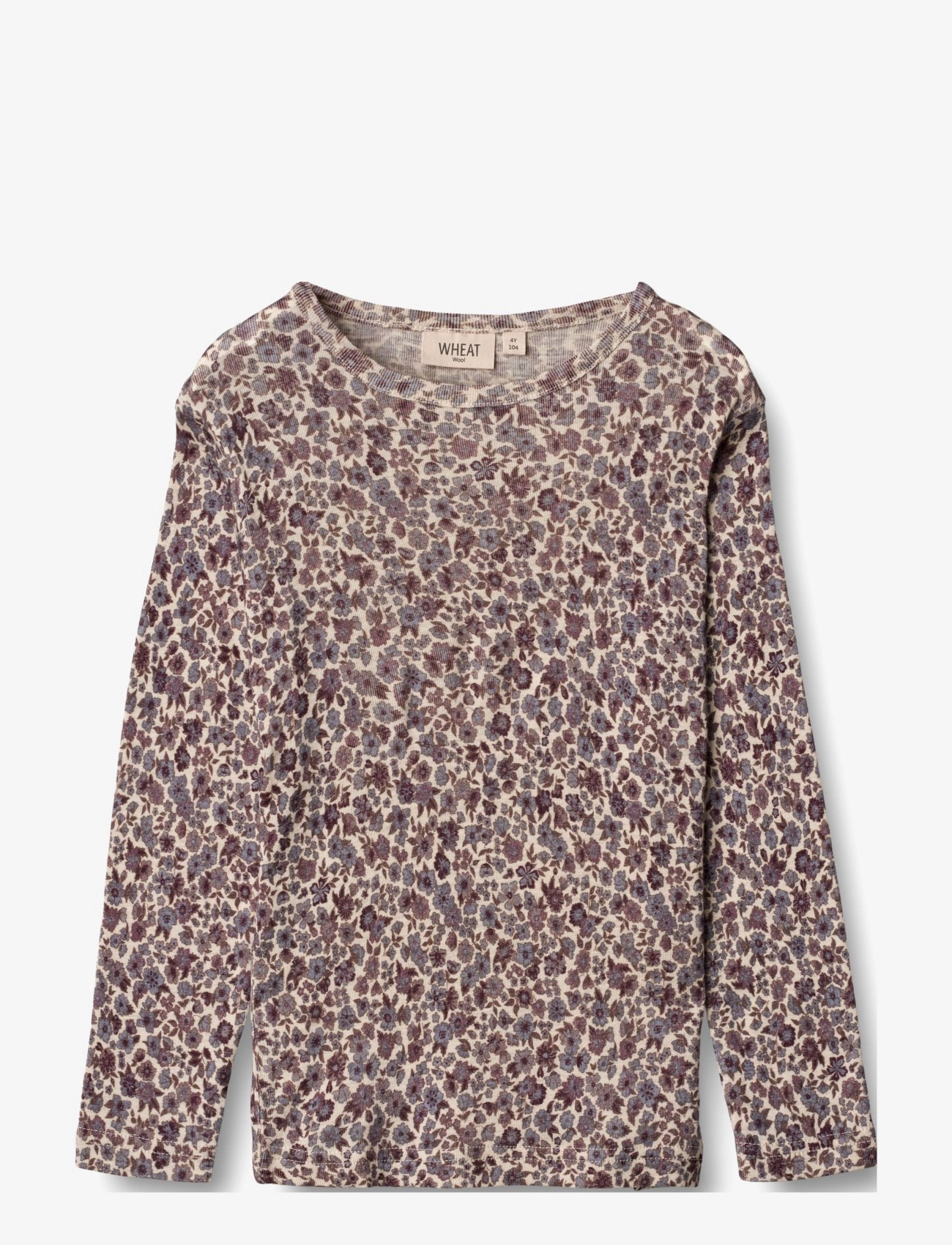 Wool T-Shirt LS - PURPLE FLOWERS