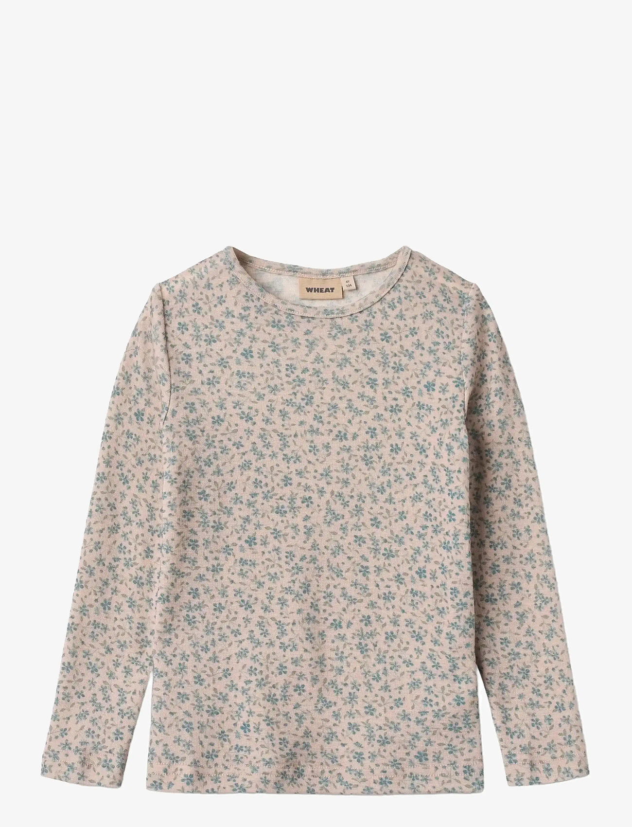 Wheat - Wool T-Shirt L/S Alfie - long-sleeved t-shirts - blue flowers - 0