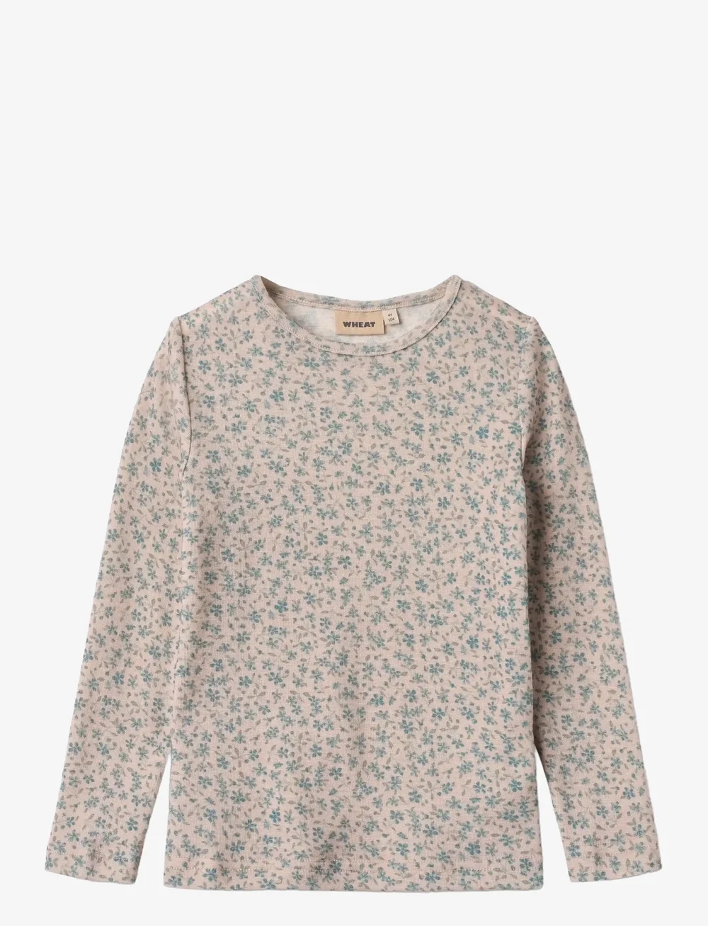 Wheat - Wool T-Shirt L/S Alfie - langærmede t-shirts - blue flowers - 0