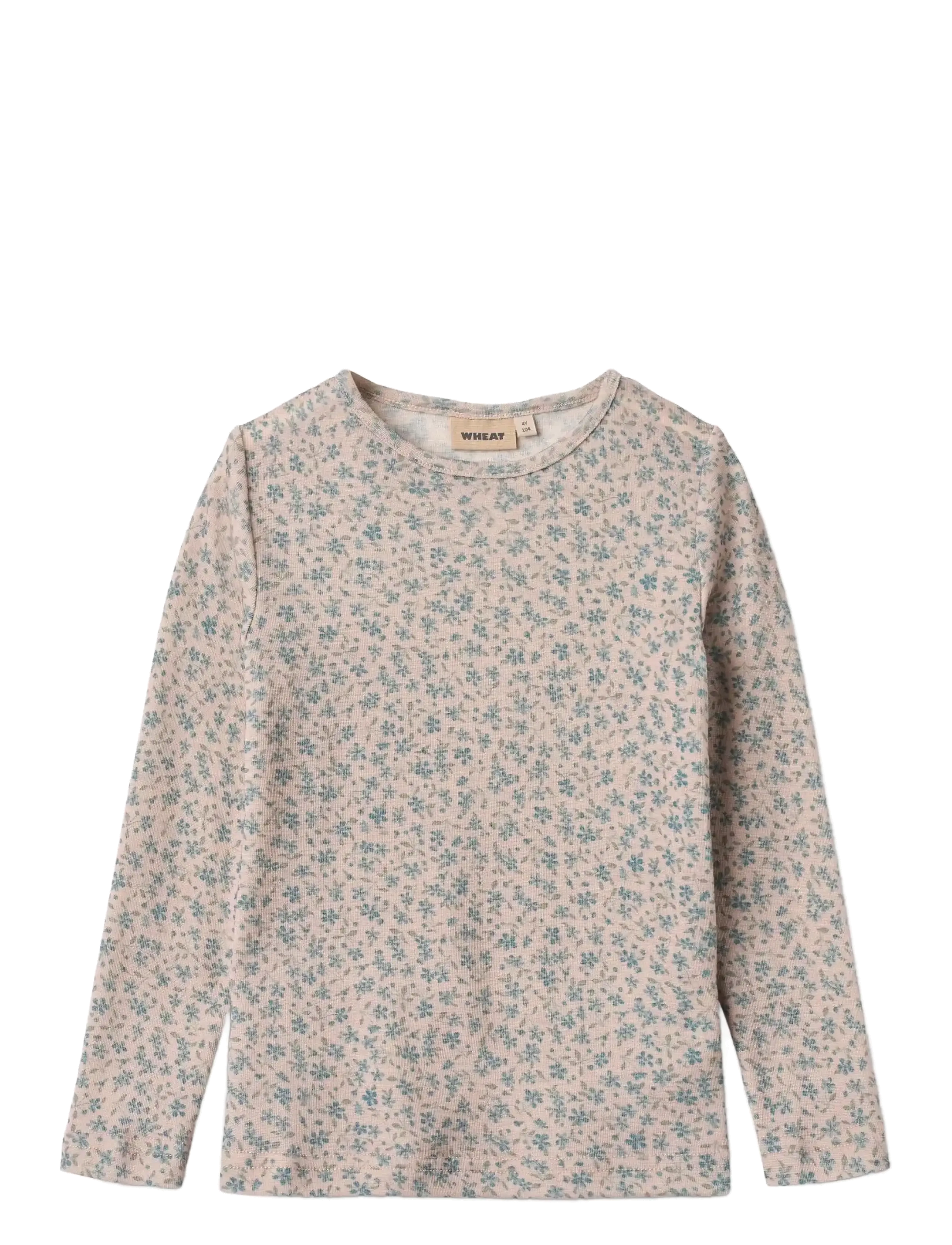 Wheat - Wool T-Shirt L/S Alfie - blue flowers - 0