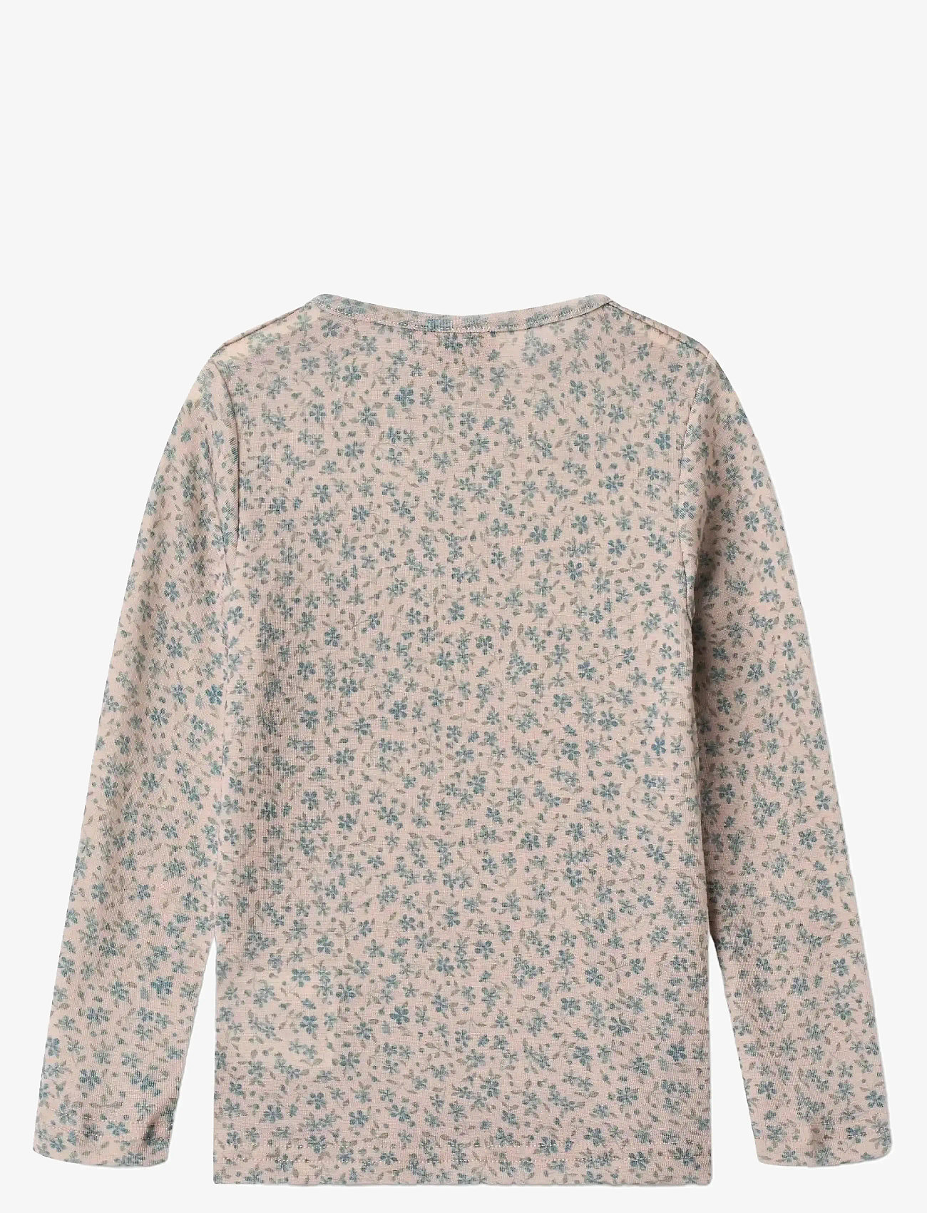 Wheat - Wool T-Shirt L/S Alfie - long-sleeved t-shirts - blue flowers - 1