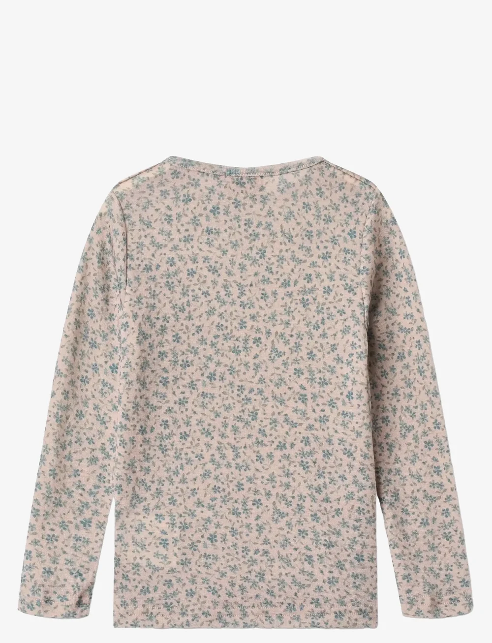 Wheat - Wool T-Shirt L/S Alfie - langærmede t-shirts - blue flowers - 1