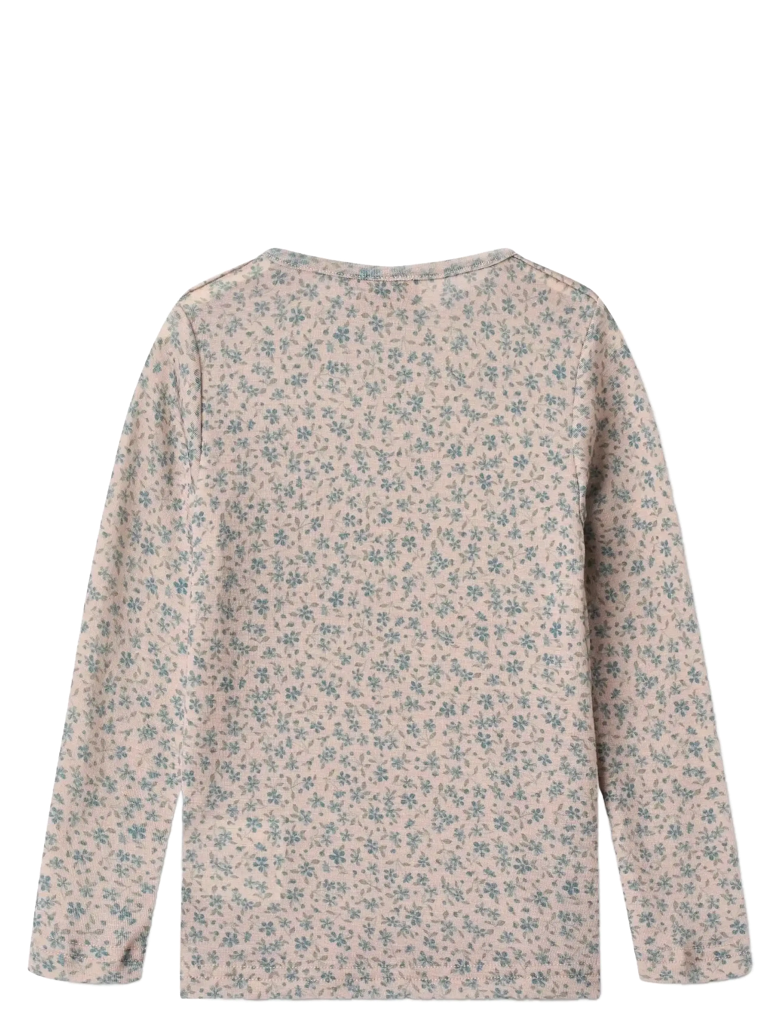 Wheat - Wool T-Shirt L/S Alfie - blue flowers - 1