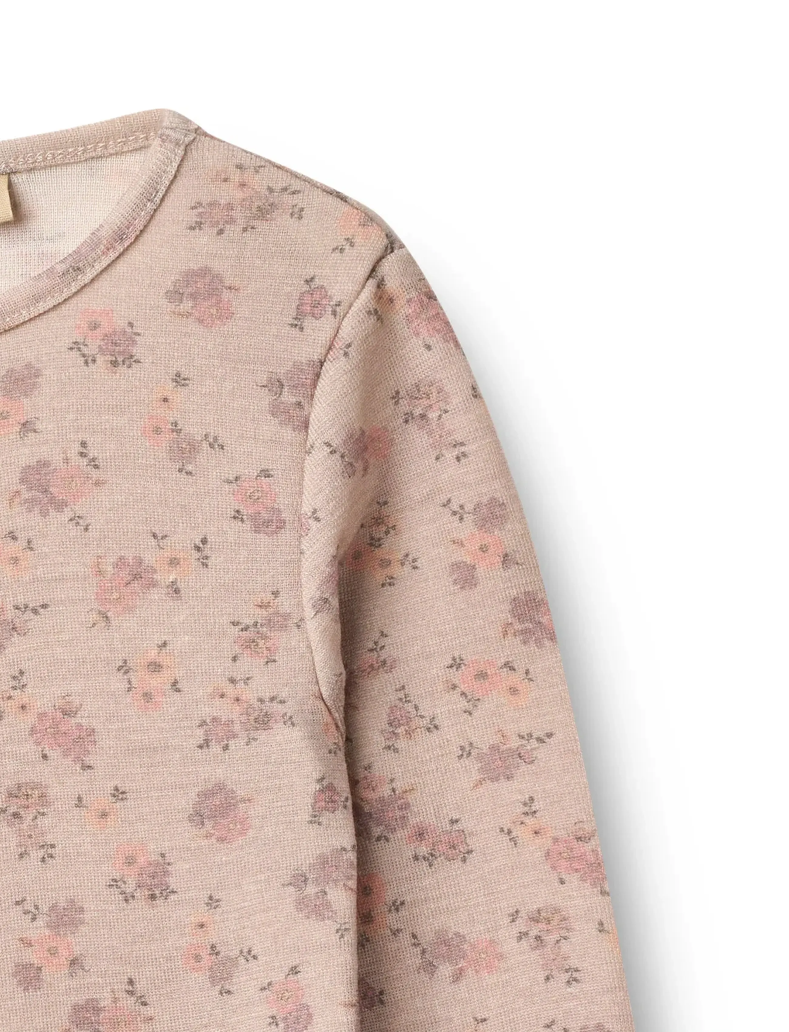 Wheat - Wool T-Shirt L/S Alfie - lilac flowers - 2
