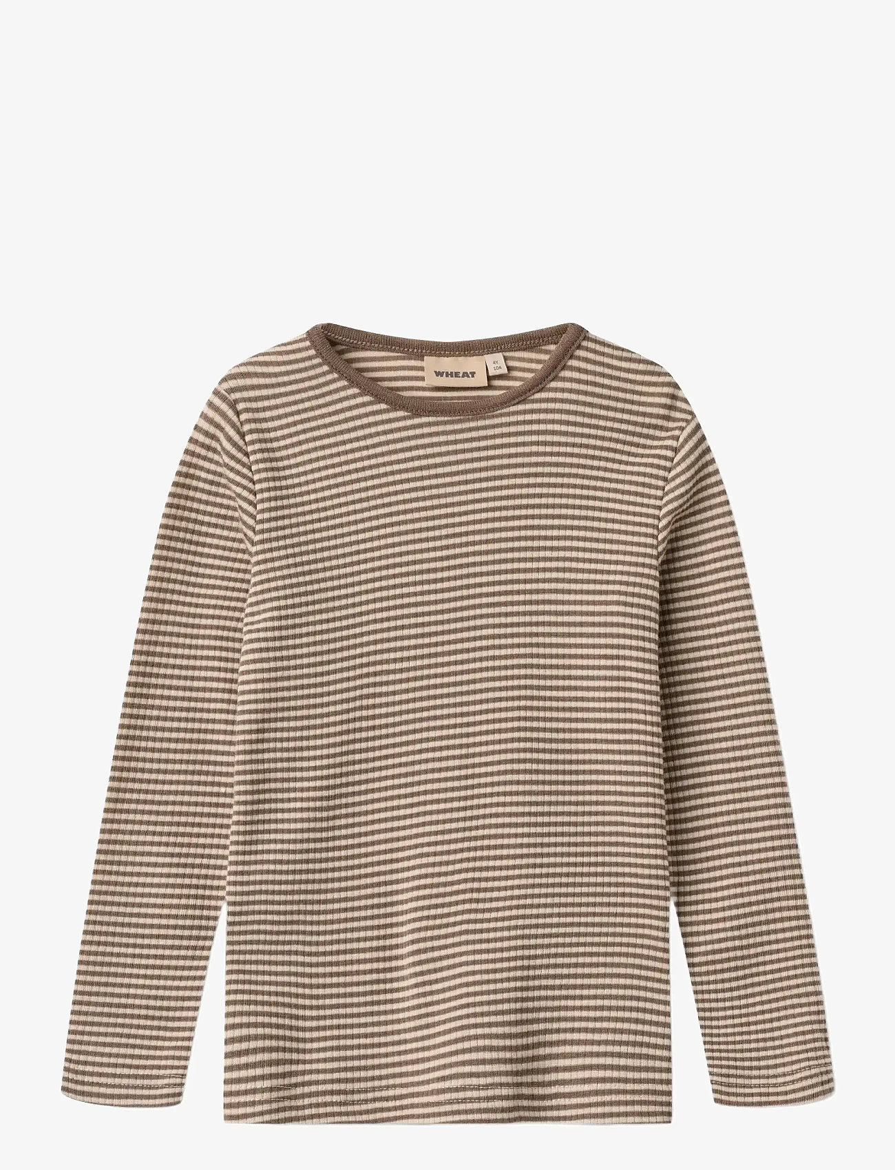 Wheat - Wool T-Shirt L/S Alfie - langærmede t-shirts - wood stripe - 0
