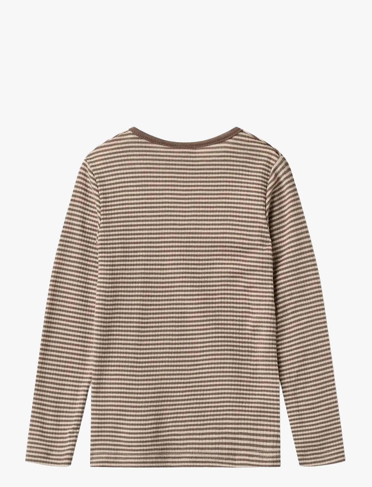 Wheat - Wool T-Shirt L/S Alfie - langærmede t-shirts - wood stripe - 1
