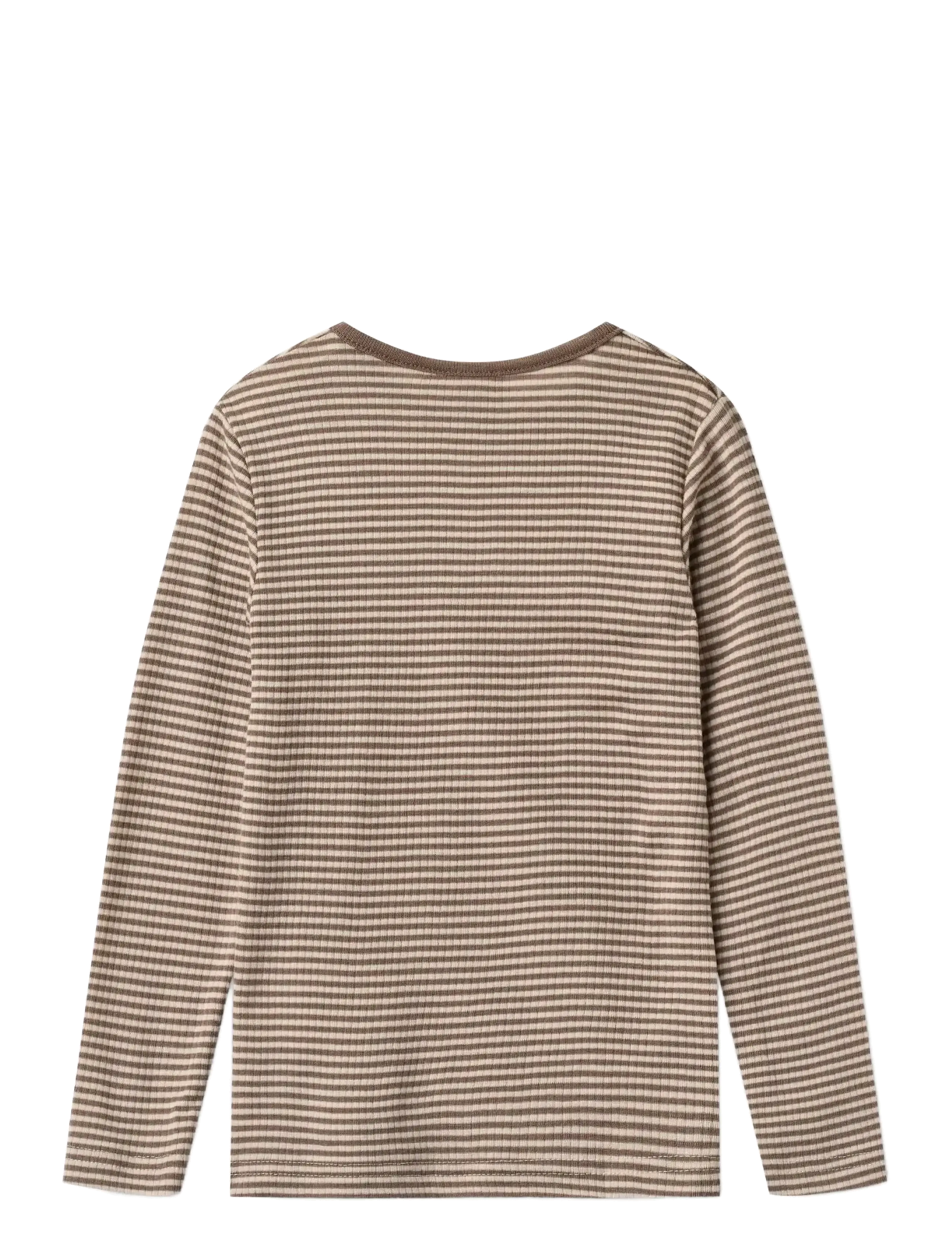 Wheat - Wool T-Shirt L/S Alfie - wood stripe - 1