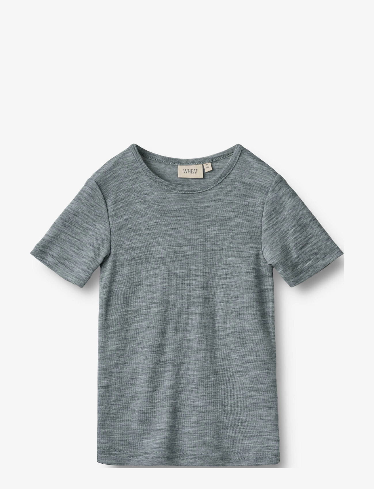 Wheat Wool T-Shirt S/S Seo, Børn, Uld Kortærmet T-shirt, Grå, Str: 92