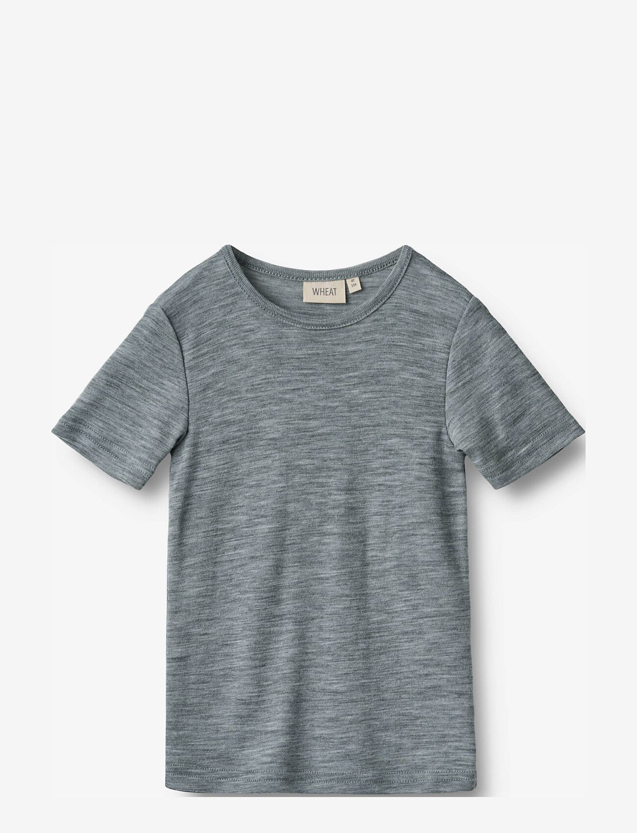Wheat - Wool T-shirt S/S Seo - kortærmede t-shirts - melange grey - 0