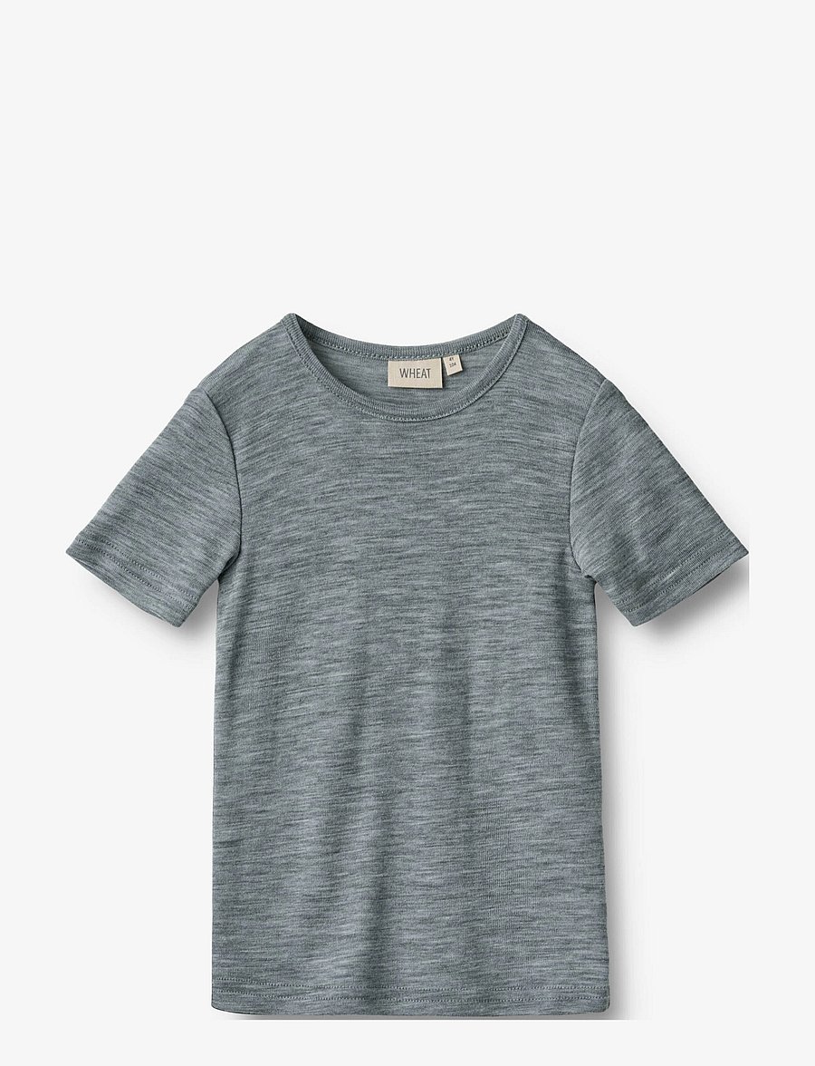 Wheat - Wool T-shirt S/S Seo - kurzärmelige - melange grey - 0