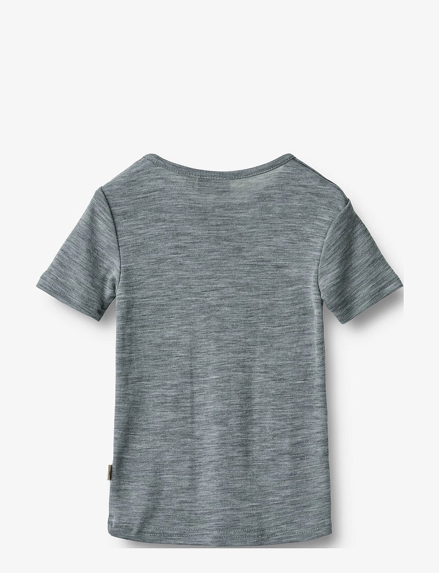 Wheat - Wool T-shirt S/S Seo - kurzärmelige - melange grey - 1