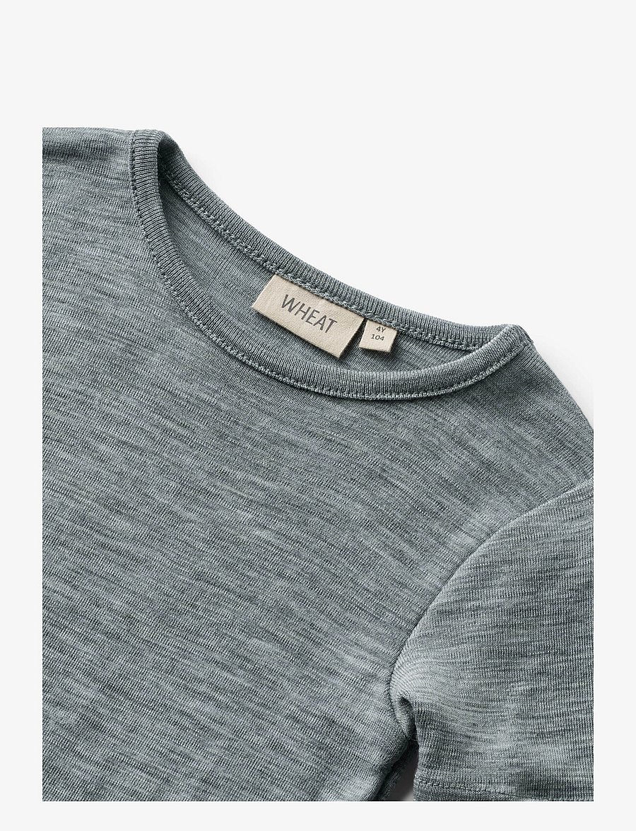Wheat - Wool T-shirt S/S Seo - kurzärmelige - melange grey - 2