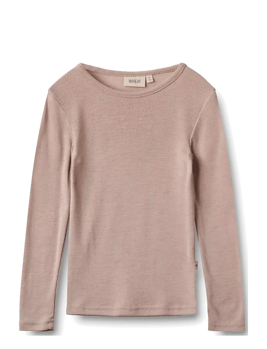 Wheat - Wool T-Shirt L/S Alfie - dry rose - 0