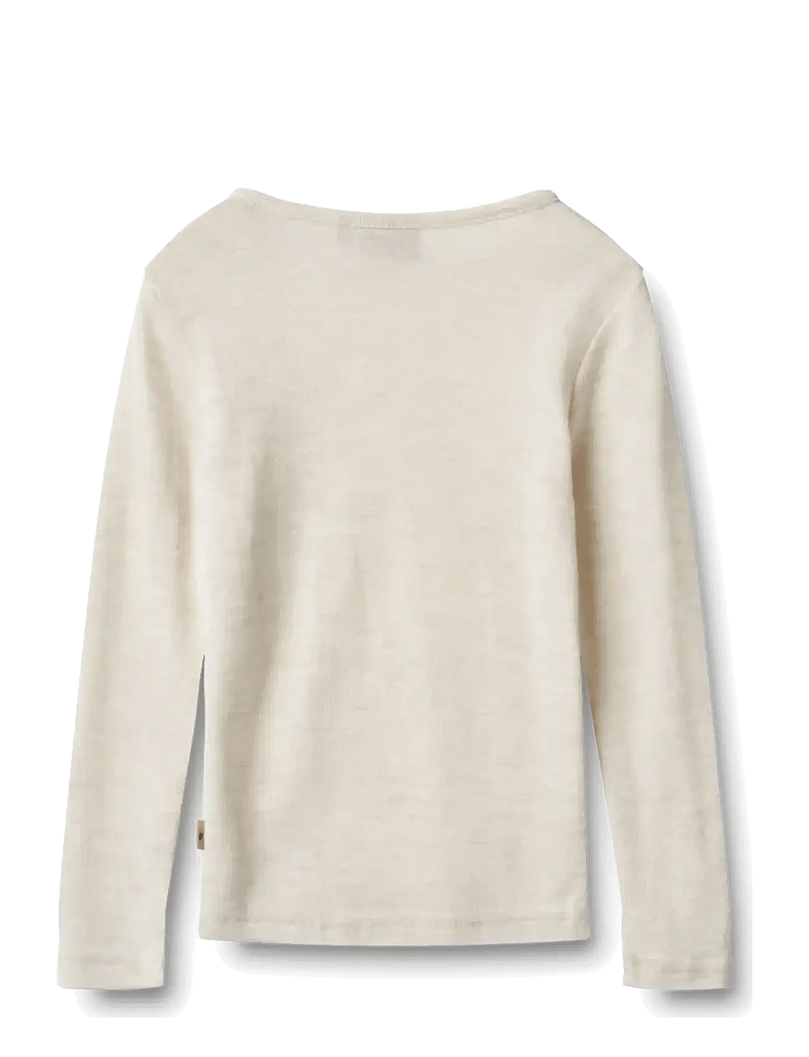 Wheat - Wool T-Shirt L/S Alfie - underställströjor - eggshell melange - 1