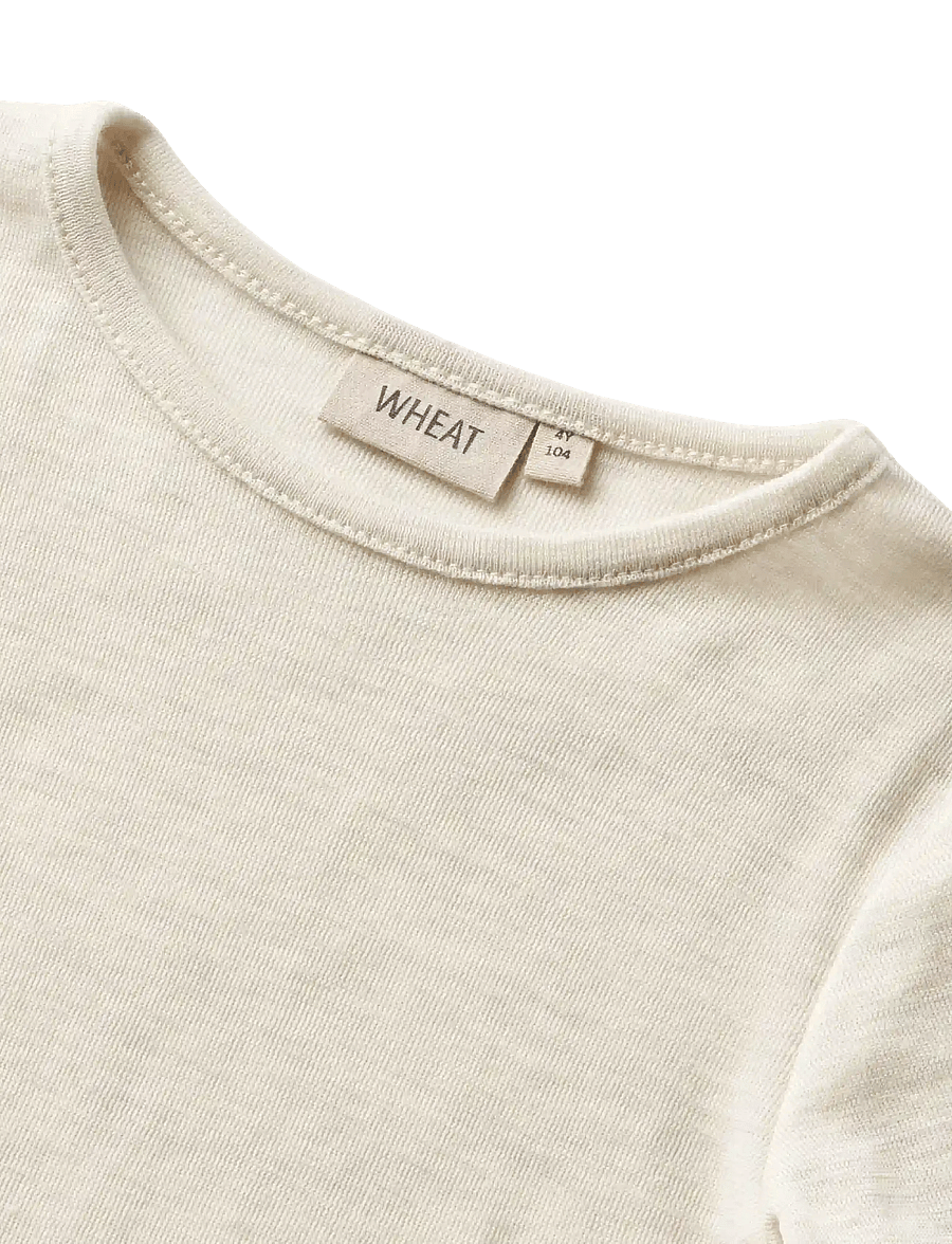Wheat - Wool T-Shirt L/S Alfie - underställströjor - eggshell melange - 2