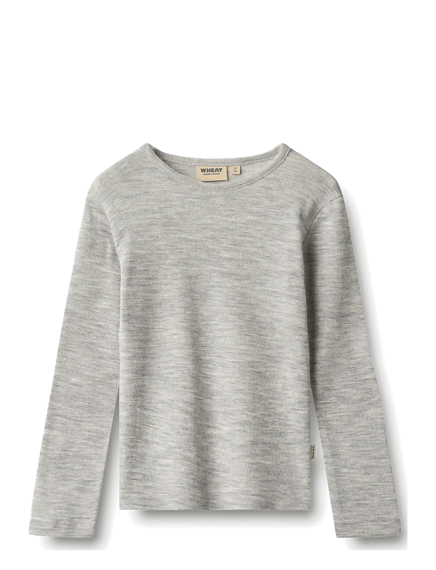 Wheat - Wool T-Shirt L/S Alfie - melange grey - 0