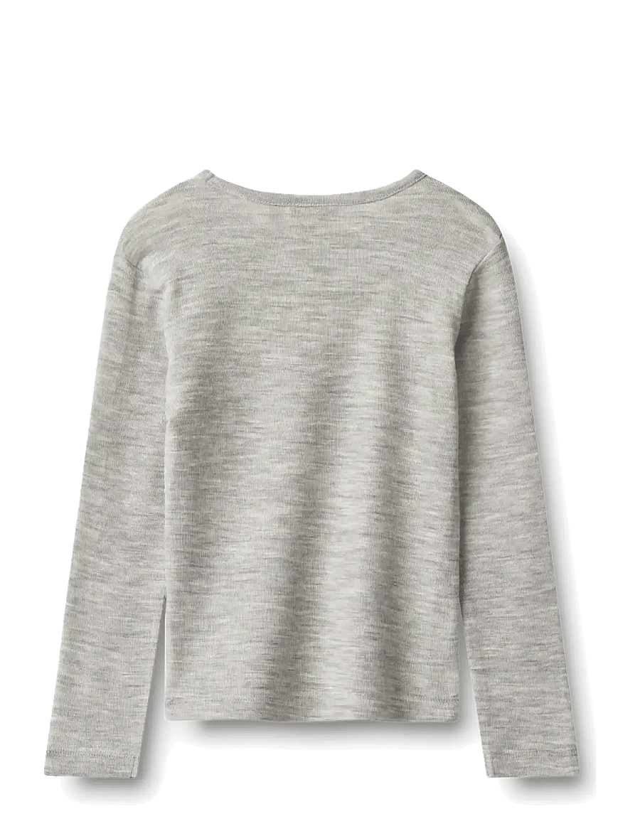 Wheat - Wool T-Shirt L/S Alfie - melange grey - 1