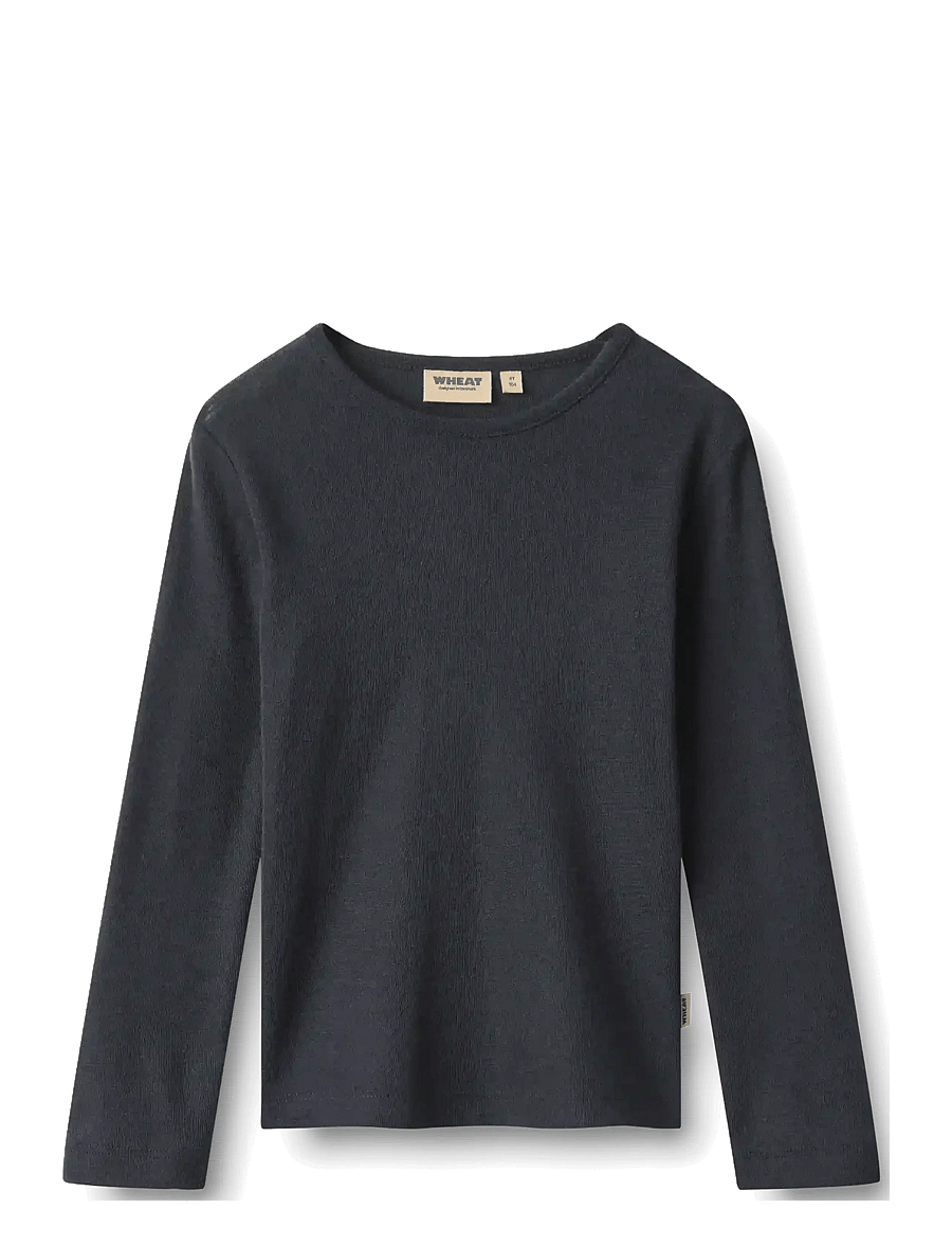 Wheat - Wool T-Shirt L/S Alfie - funktionsunterwäsche - oberteile - navy - 0