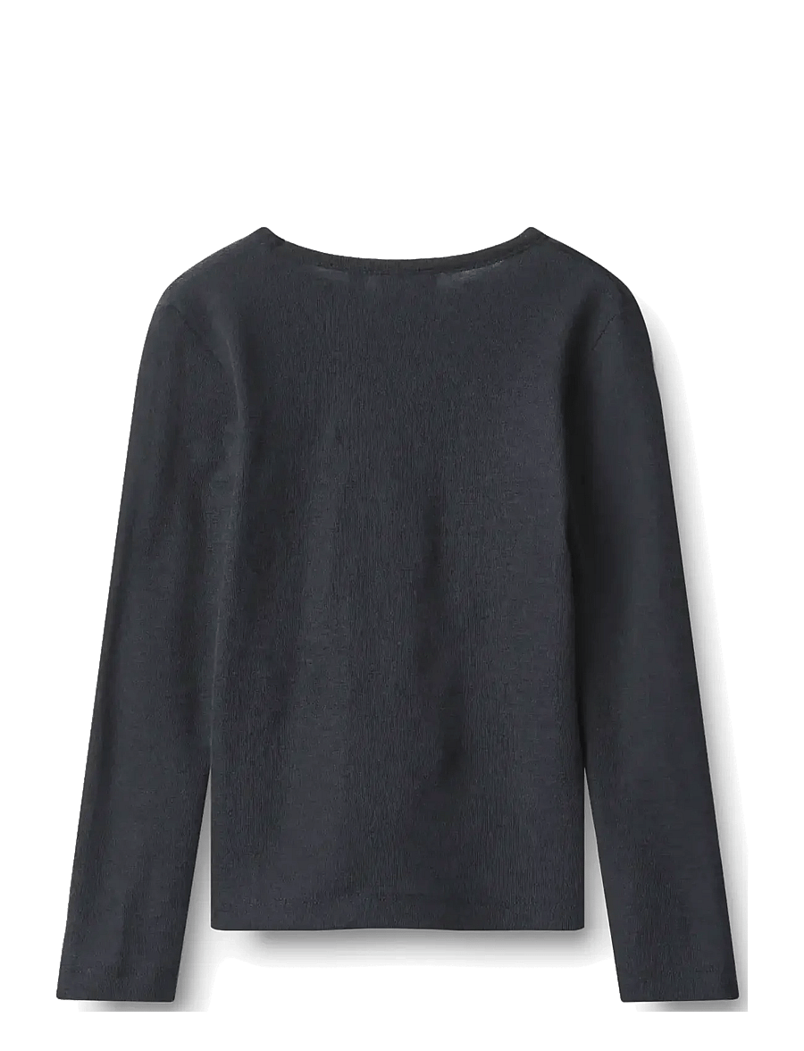 Wheat - Wool T-Shirt L/S Alfie - funktionsunterwäsche - oberteile - navy - 1