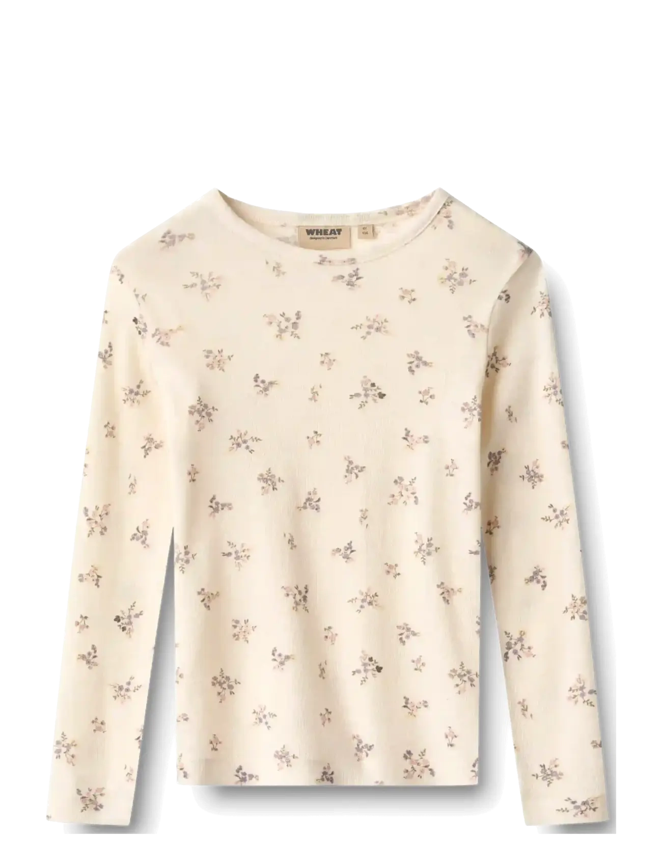 Wheat Wool T-Shirt L/S Alfie - Oberteile & T-Shirts - EGGSHELL FLOWERS / cream