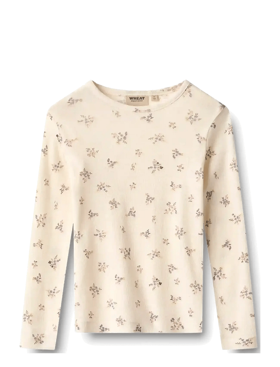 Wheat - Wool T-Shirt L/S Alfie - langärmelig - eggshell flowers - 0