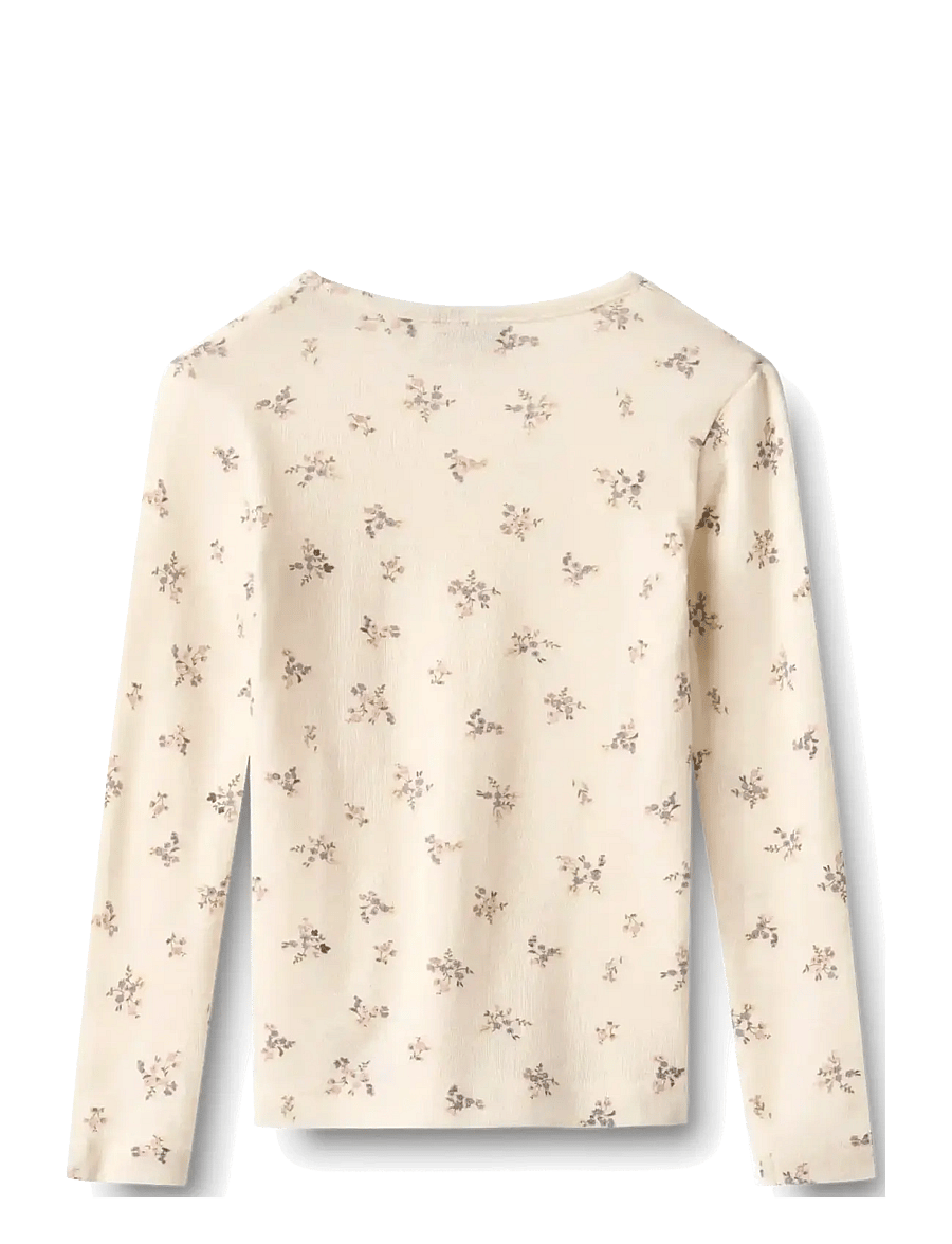 Wheat - Wool T-Shirt L/S Alfie - langärmelig - eggshell flowers - 1
