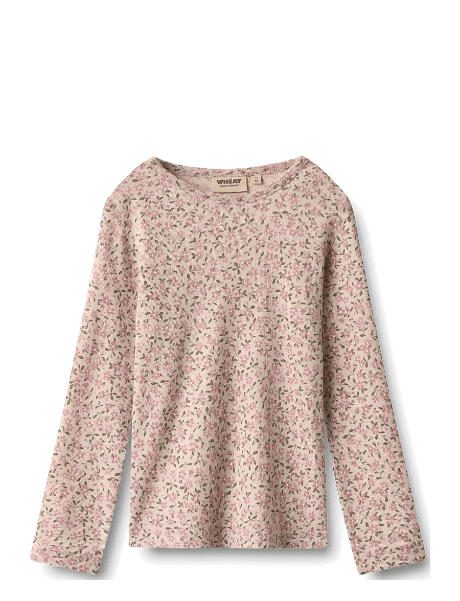 Wheat - Wool T-Shirt L/S Alfie - langärmelig - pale lilac flowers - 0