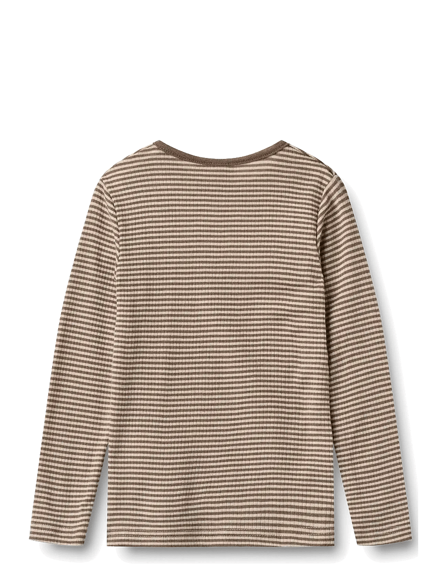 Wheat - Wool T-Shirt L/S Alfie - langärmelig - wood stripe - 1