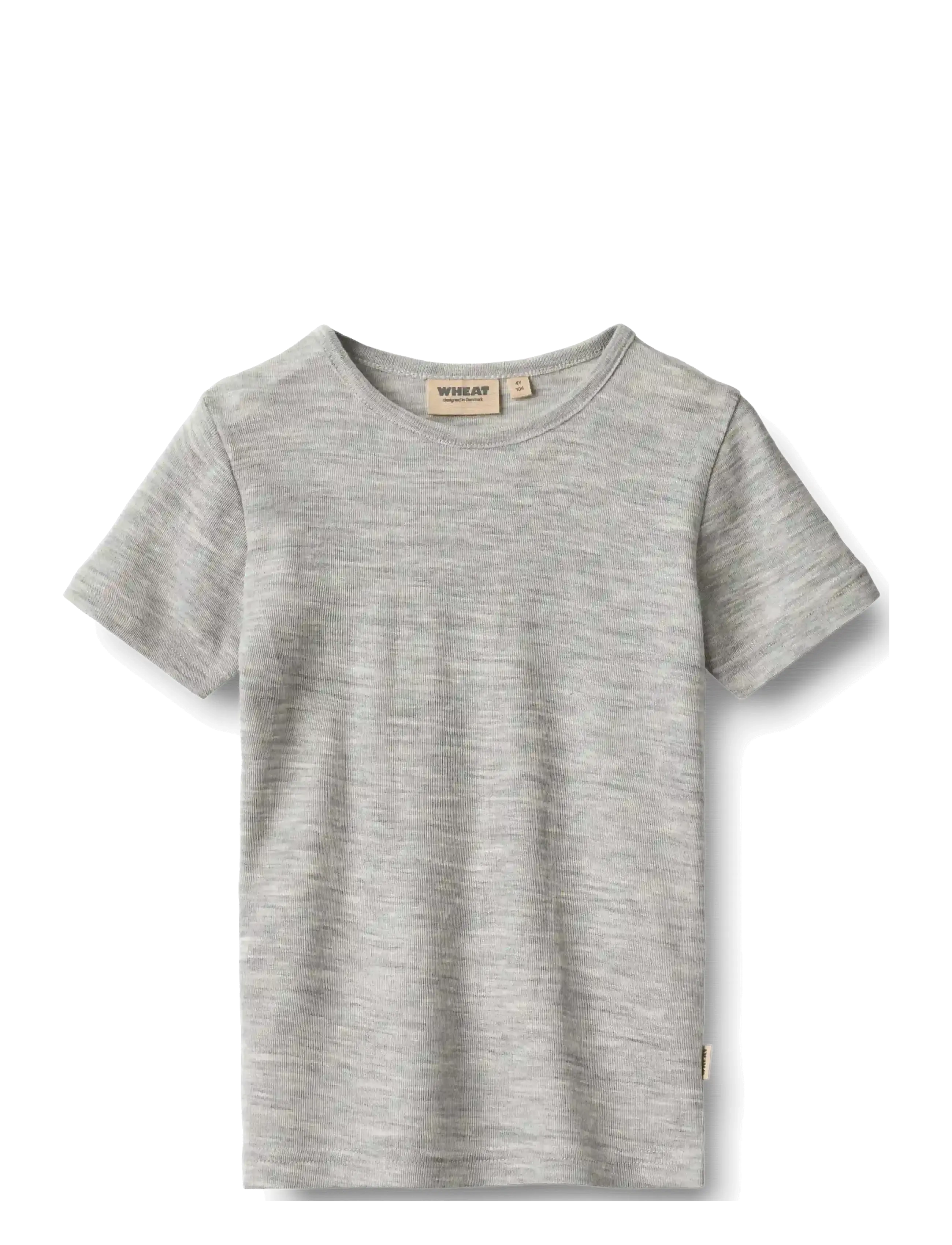 Wheat Wool T-Shirt S/S Seo - Oberteile & T-Shirts - MELANGE GREY / grey
