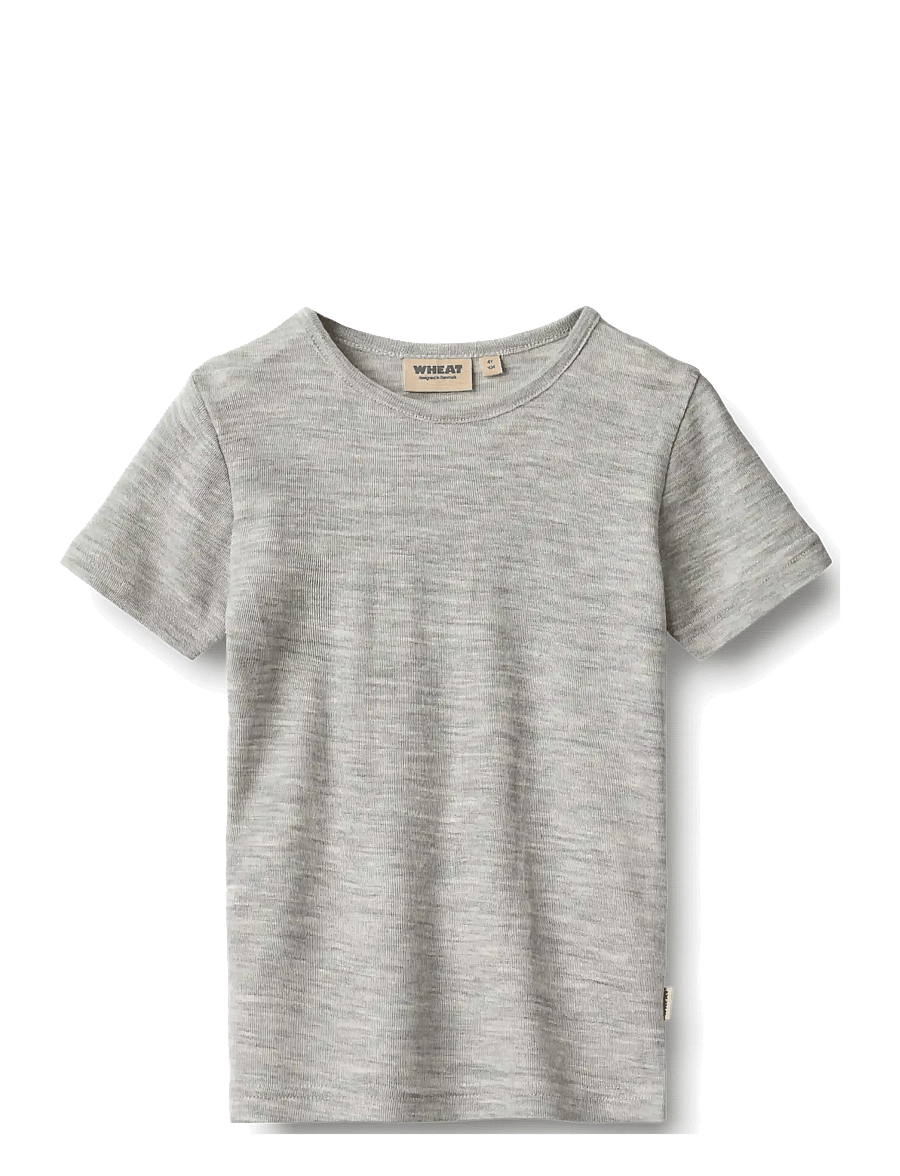 Wheat - Wool T-Shirt S/S Seo - kurzärmelige - melange grey - 0