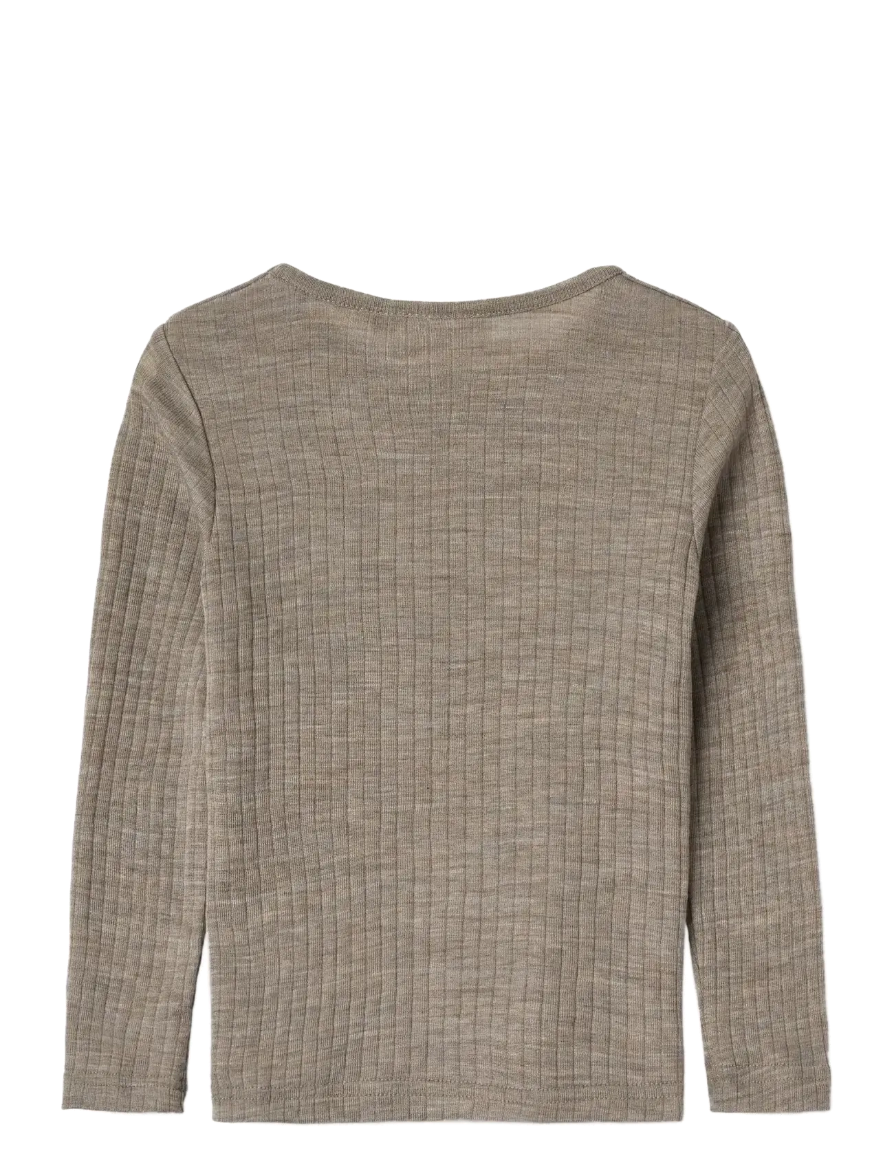 Wheat - Wool Silk t-shirt L/S Alfie - khaki melange - 1