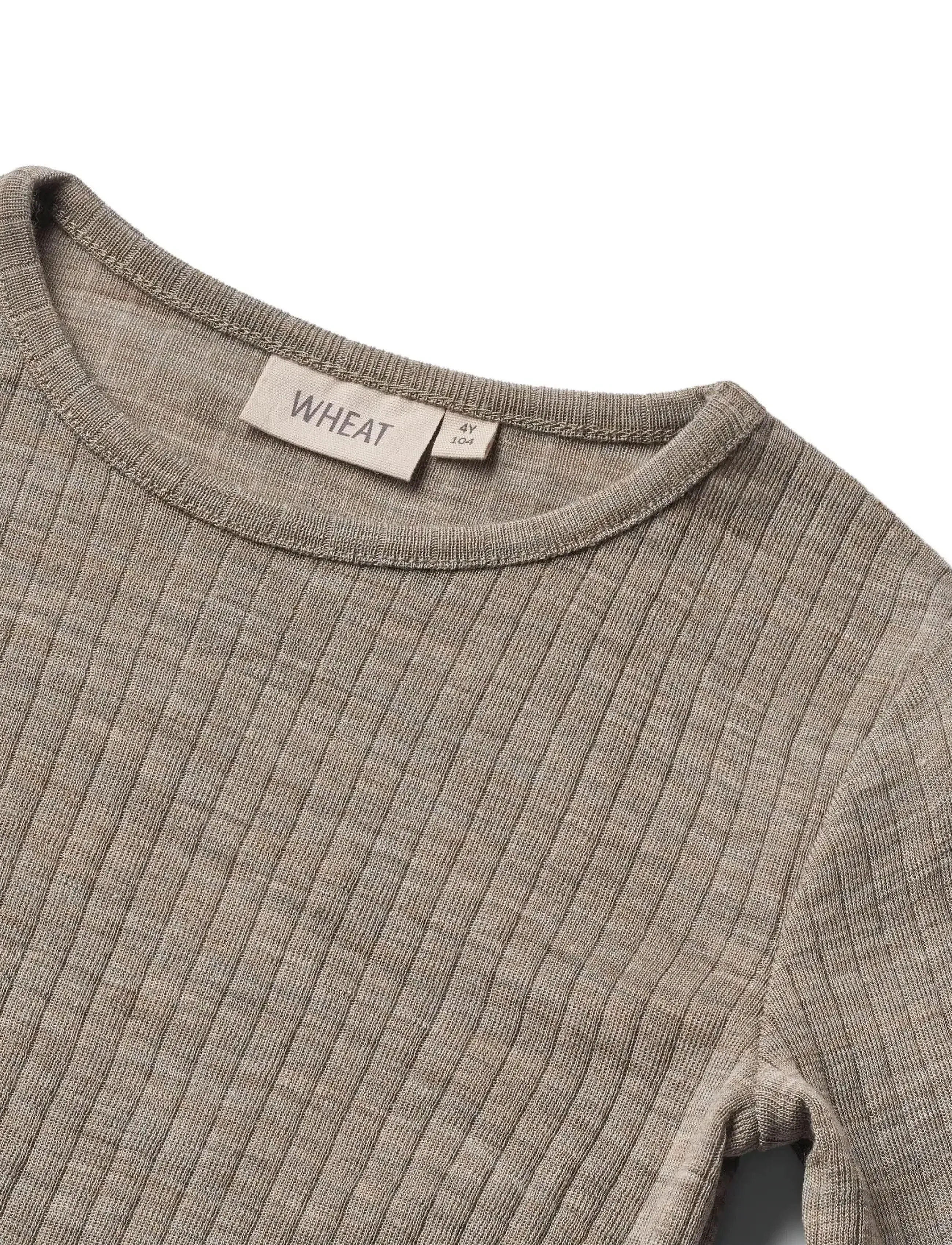 Wheat - Wool Silk t-shirt L/S Alfie - khaki melange - 2