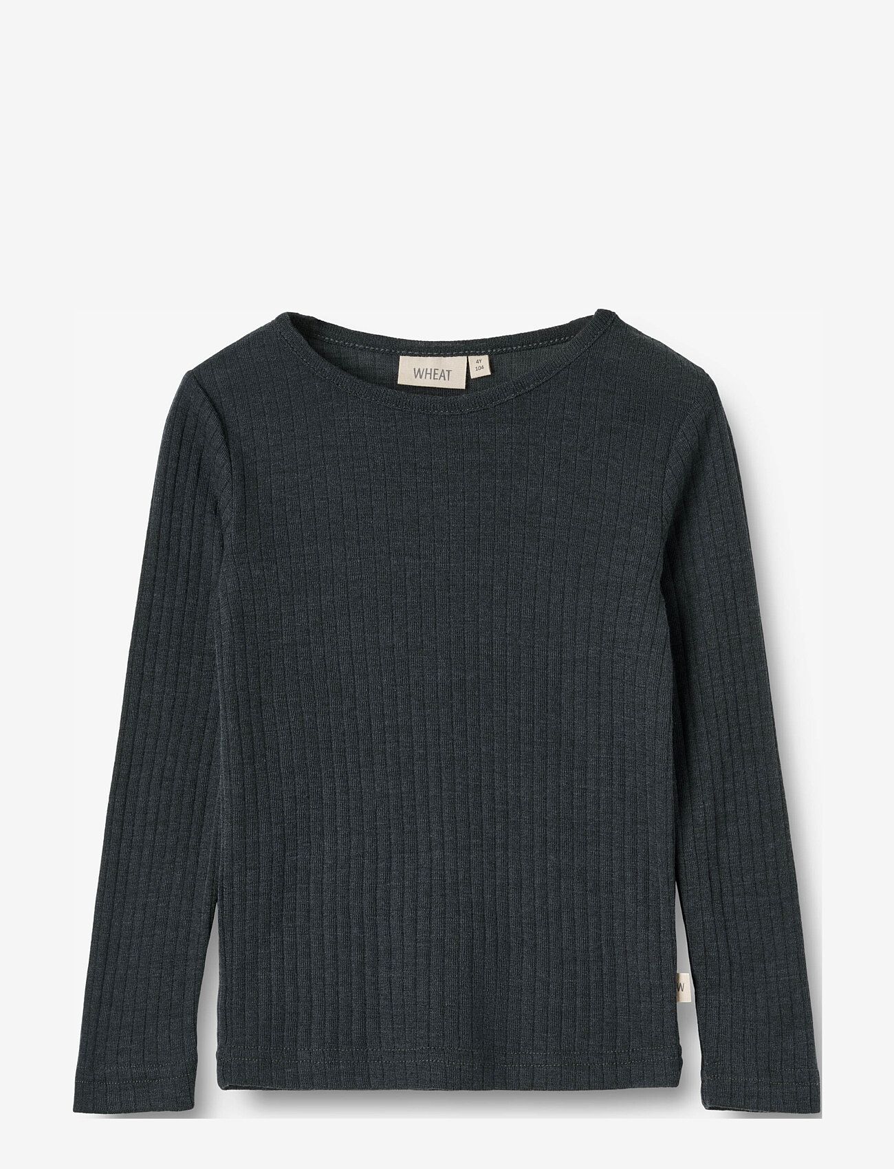 Wheat - Wool Silk t-shirt L/S Alfie - long-sleeved t-shirts - navy - 0
