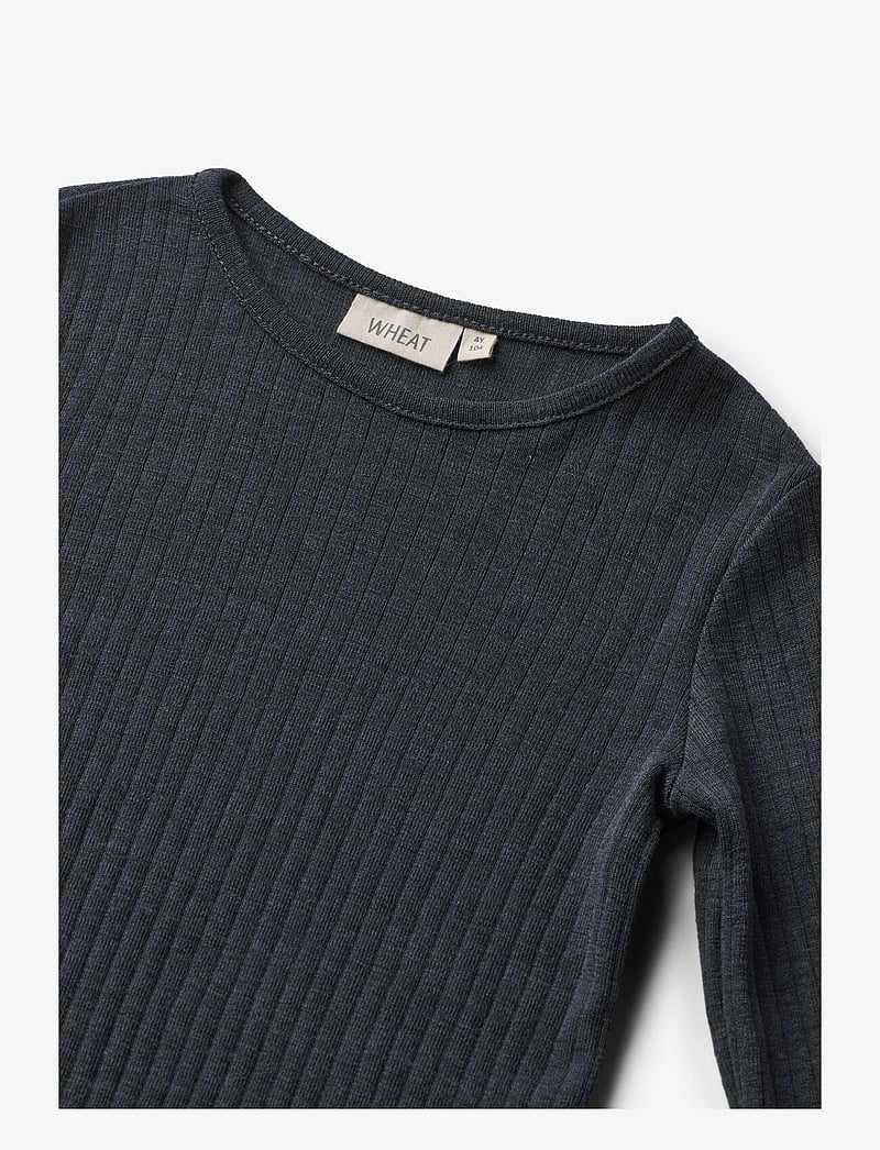 Wheat - Wool Silk t-shirt L/S Alfie - long-sleeved t-shirts - navy - 2