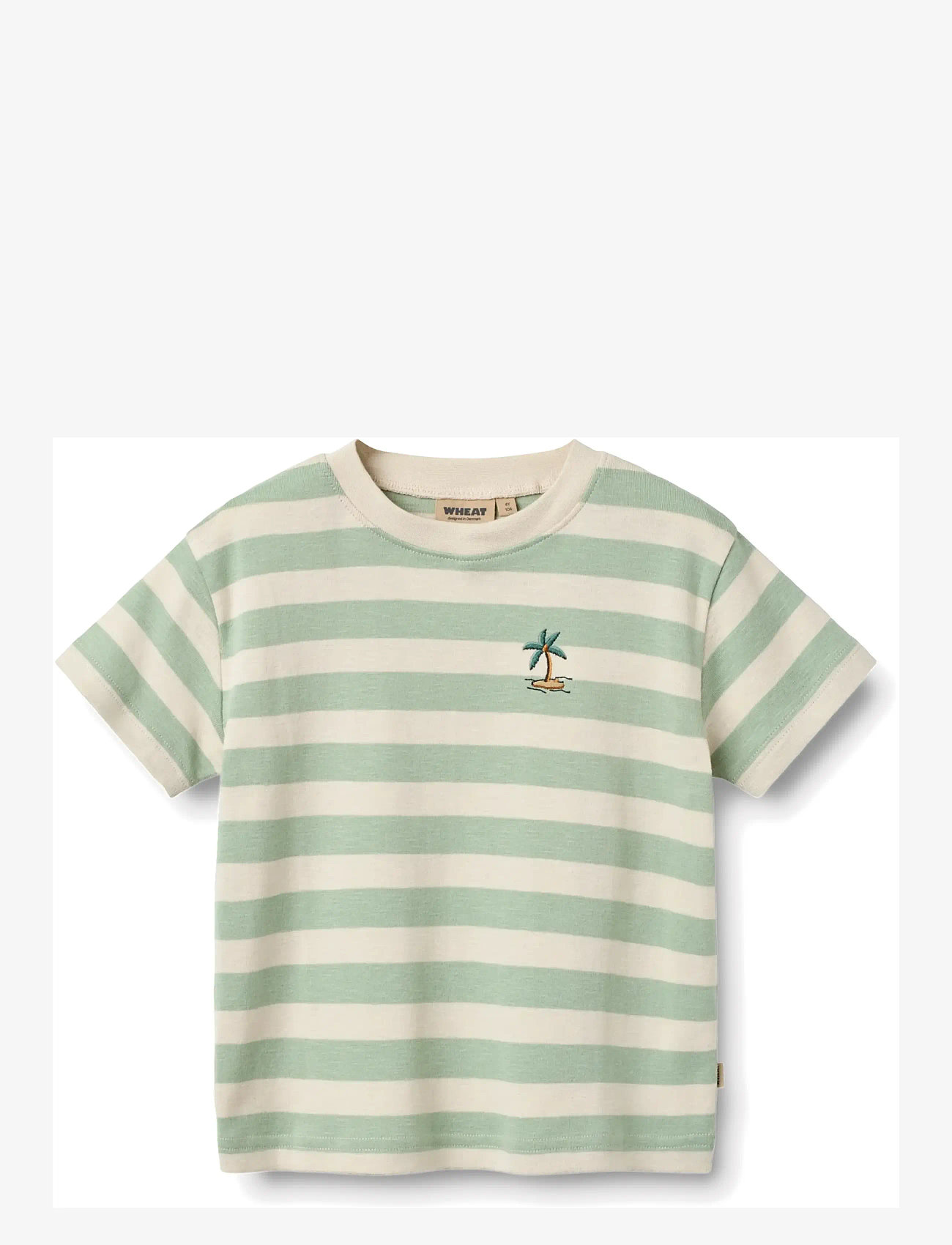 Wheat - T-shirt S/S Liam - kortärmade t-shirts - mint stripe - 0