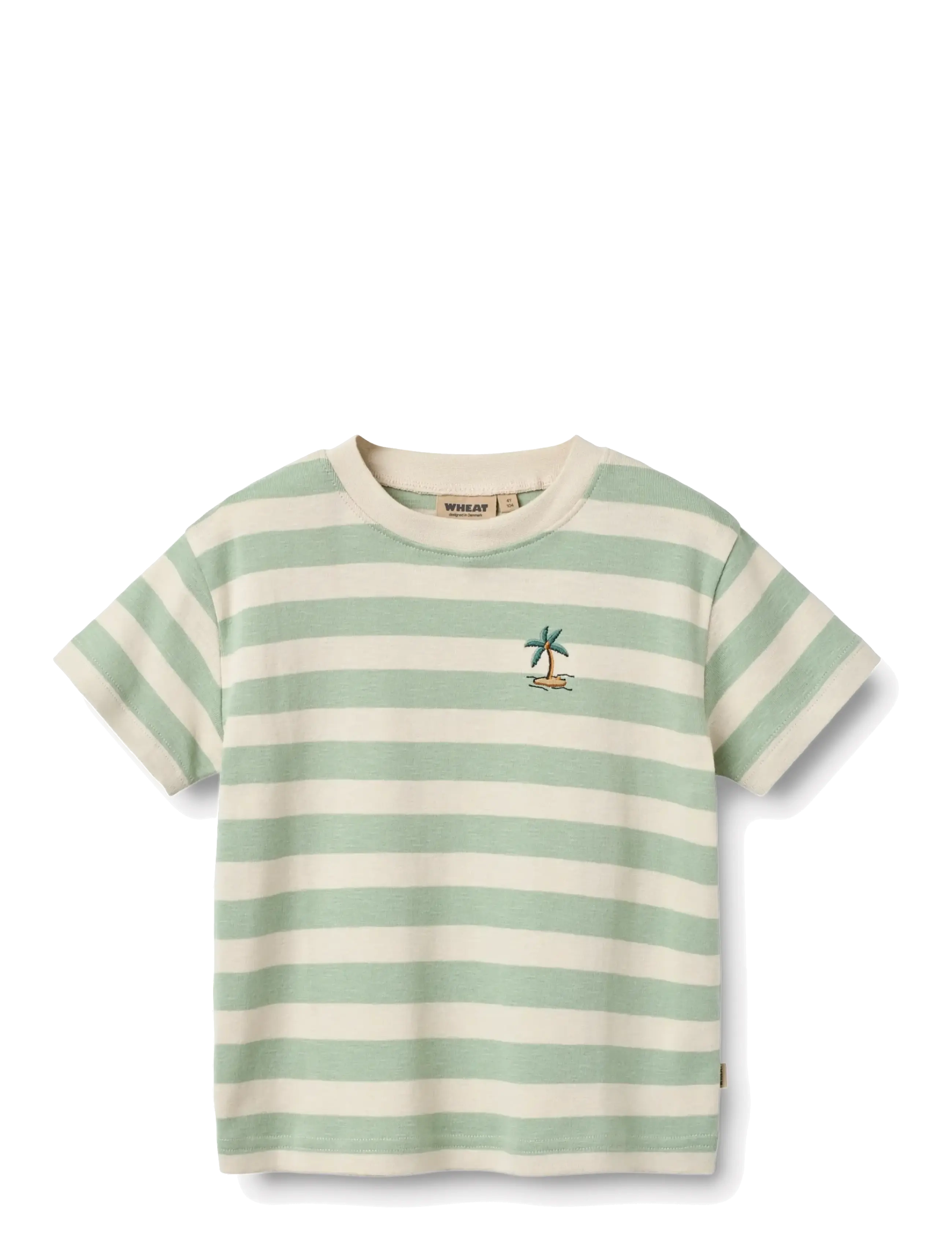 Wheat T-shirt S/S Liam - Kids 98-134 - MINT STRIPE / green