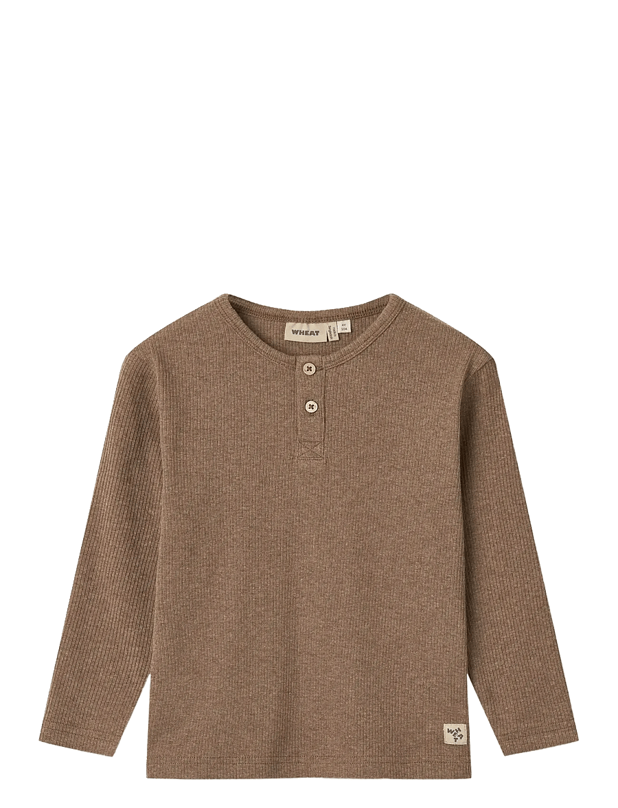 Wheat - T-shirt L/S Morris - långärmade t-shirts - coffee melange - 0