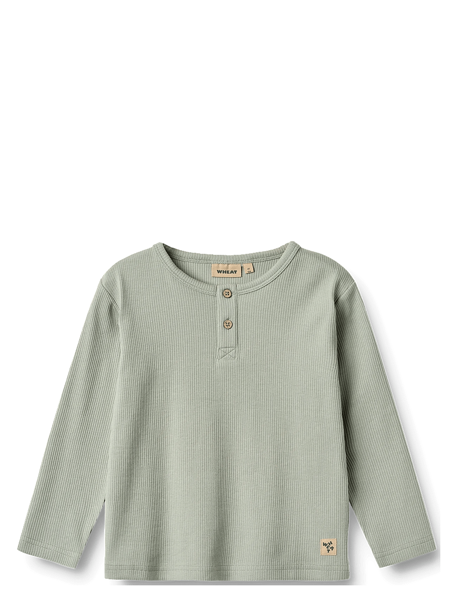 Wheat - T-shirt L/S Morris - långärmade t-shirts - morning mist - 1