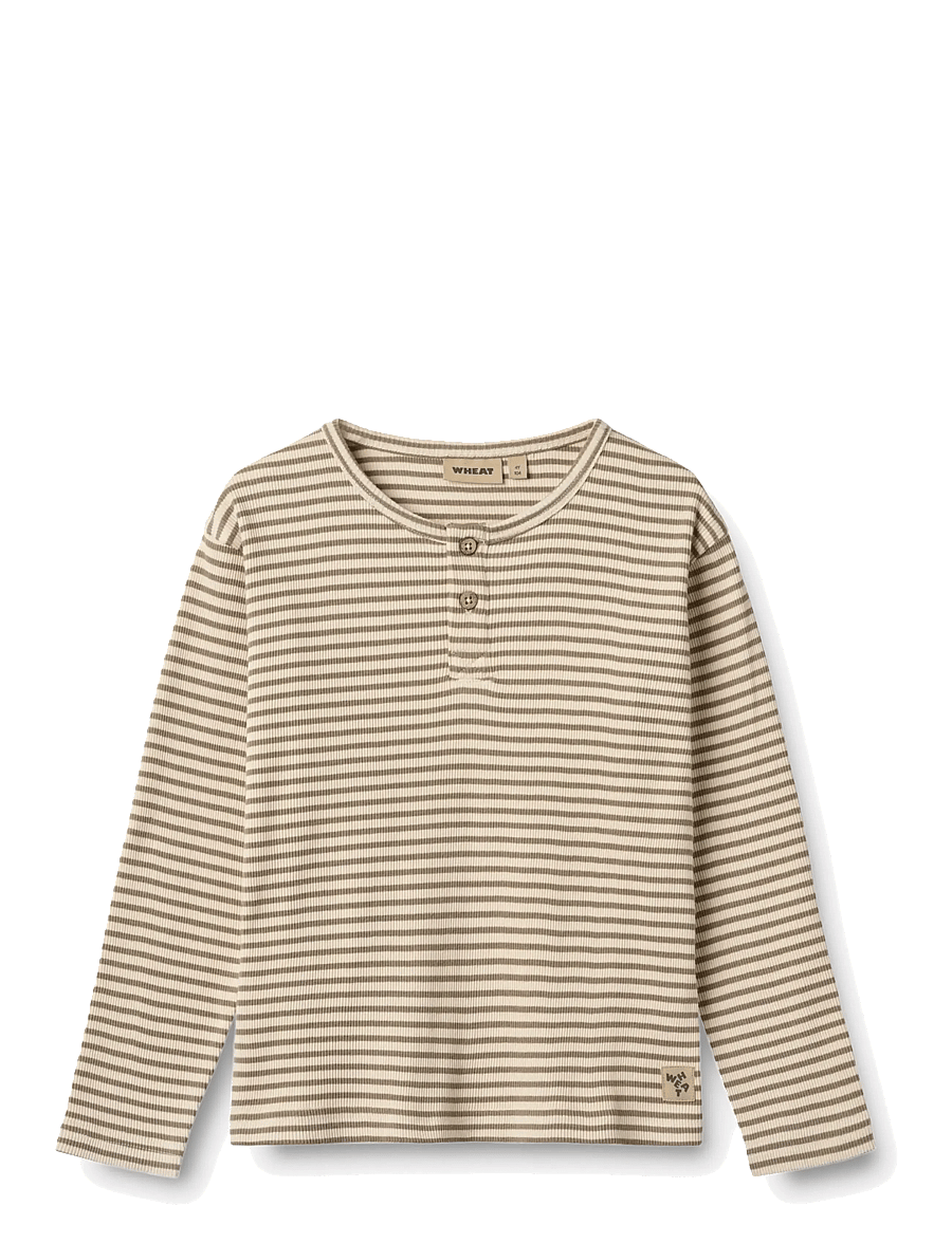Wheat - T-shirt L/S Morris - stone stripe - 1
